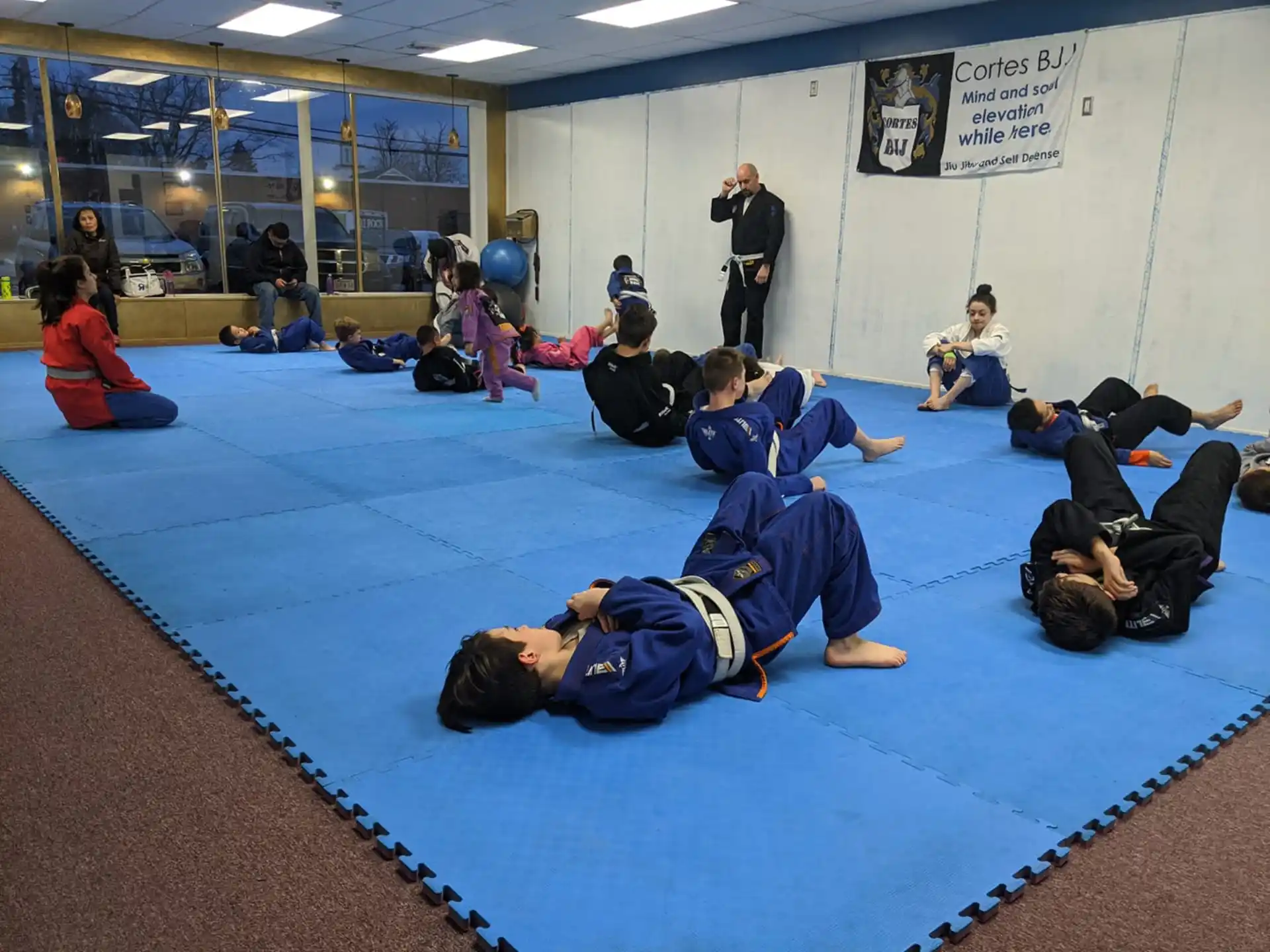 a group of people in a room