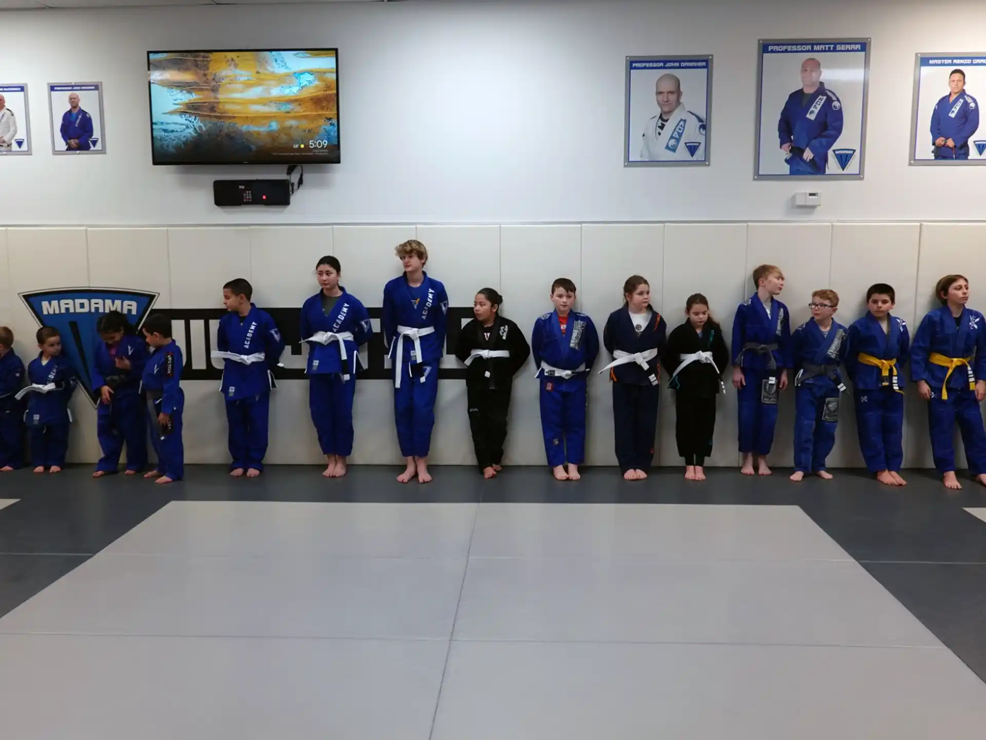 a group of people in blue uniforms