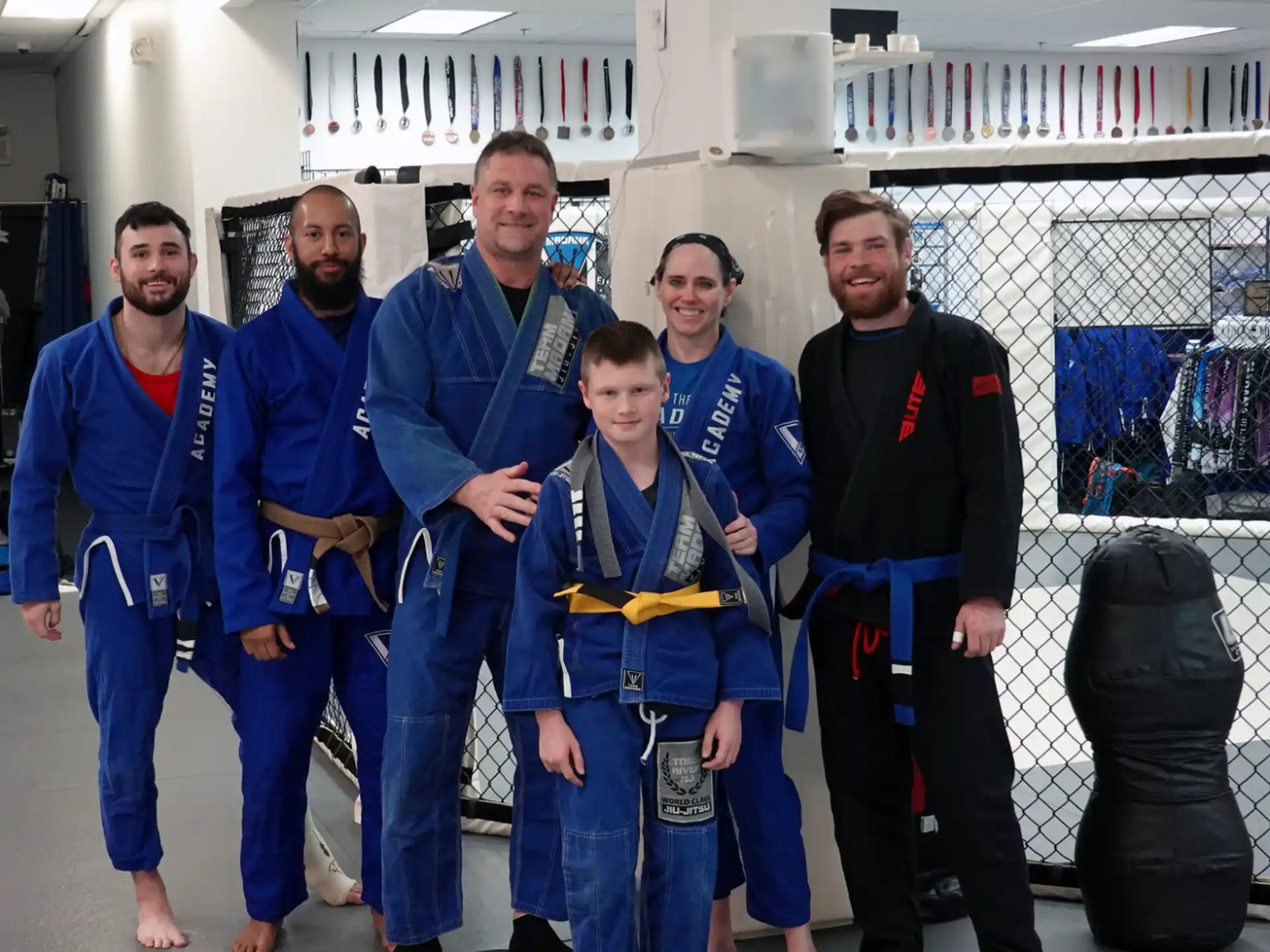 a group of people posing for a photo