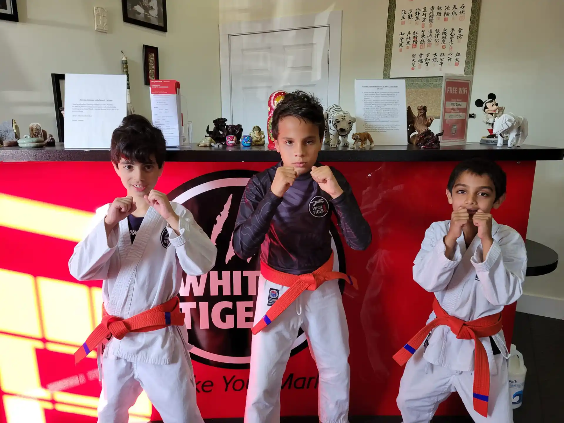 a group of boys in karate uniforms