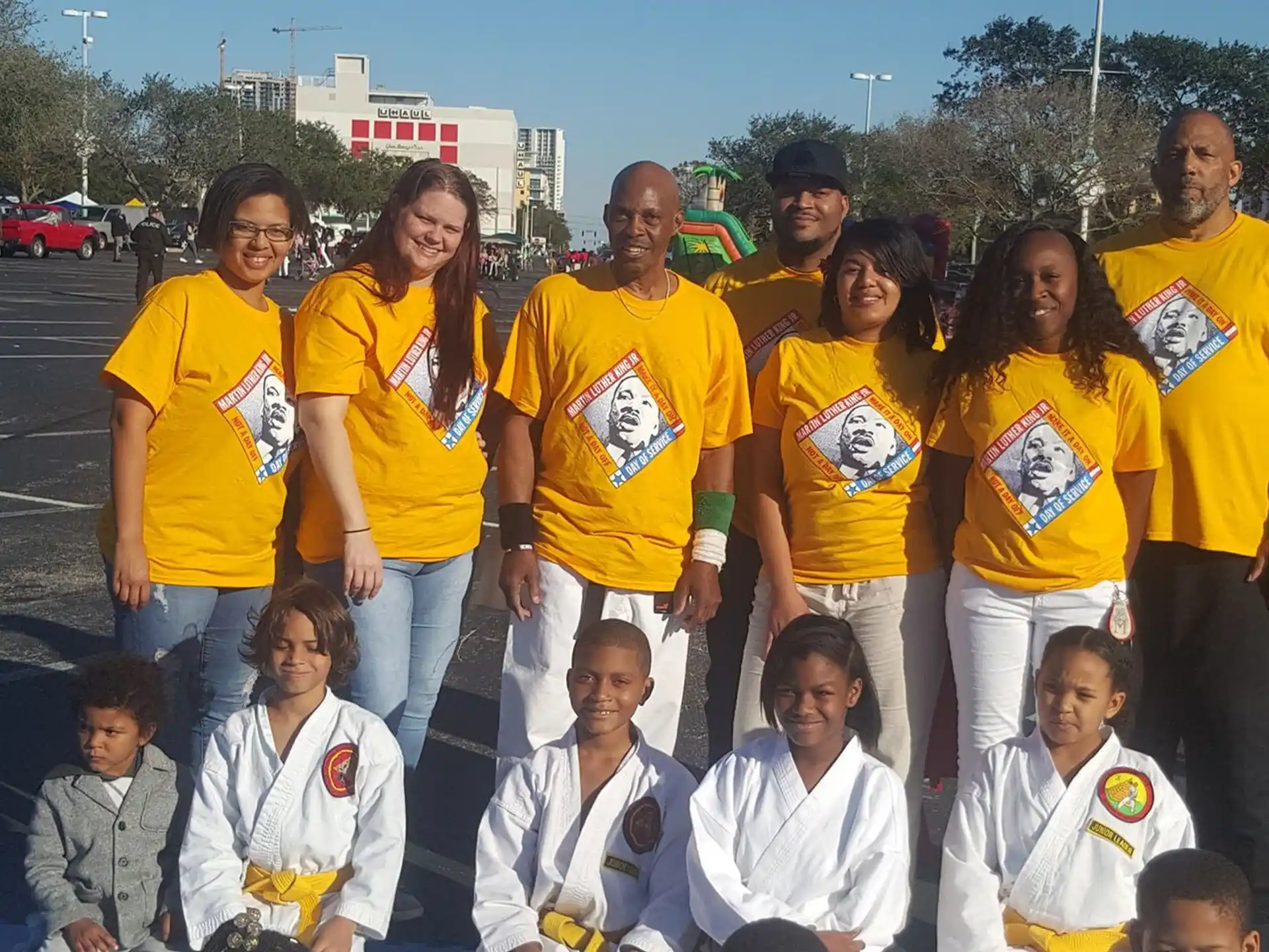 a group of people posing for a photo