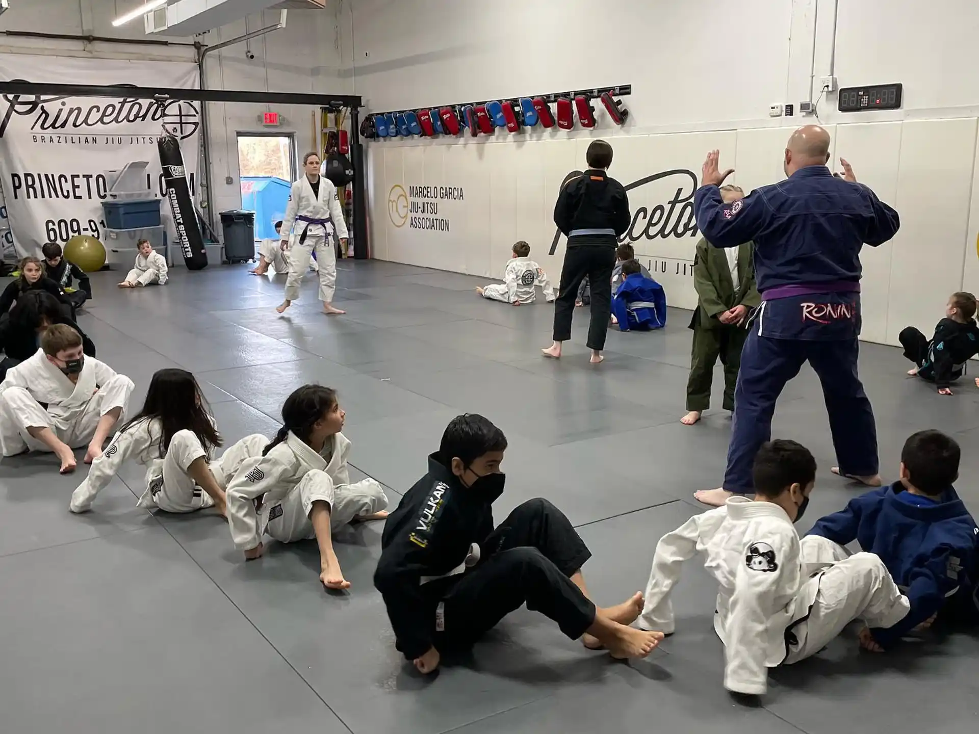 a group of people in a gym