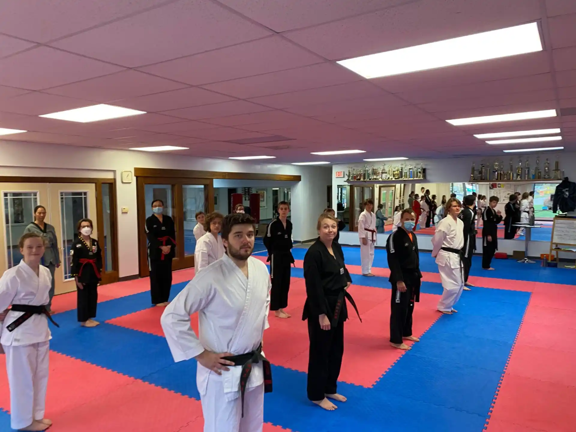 a group of people in a room