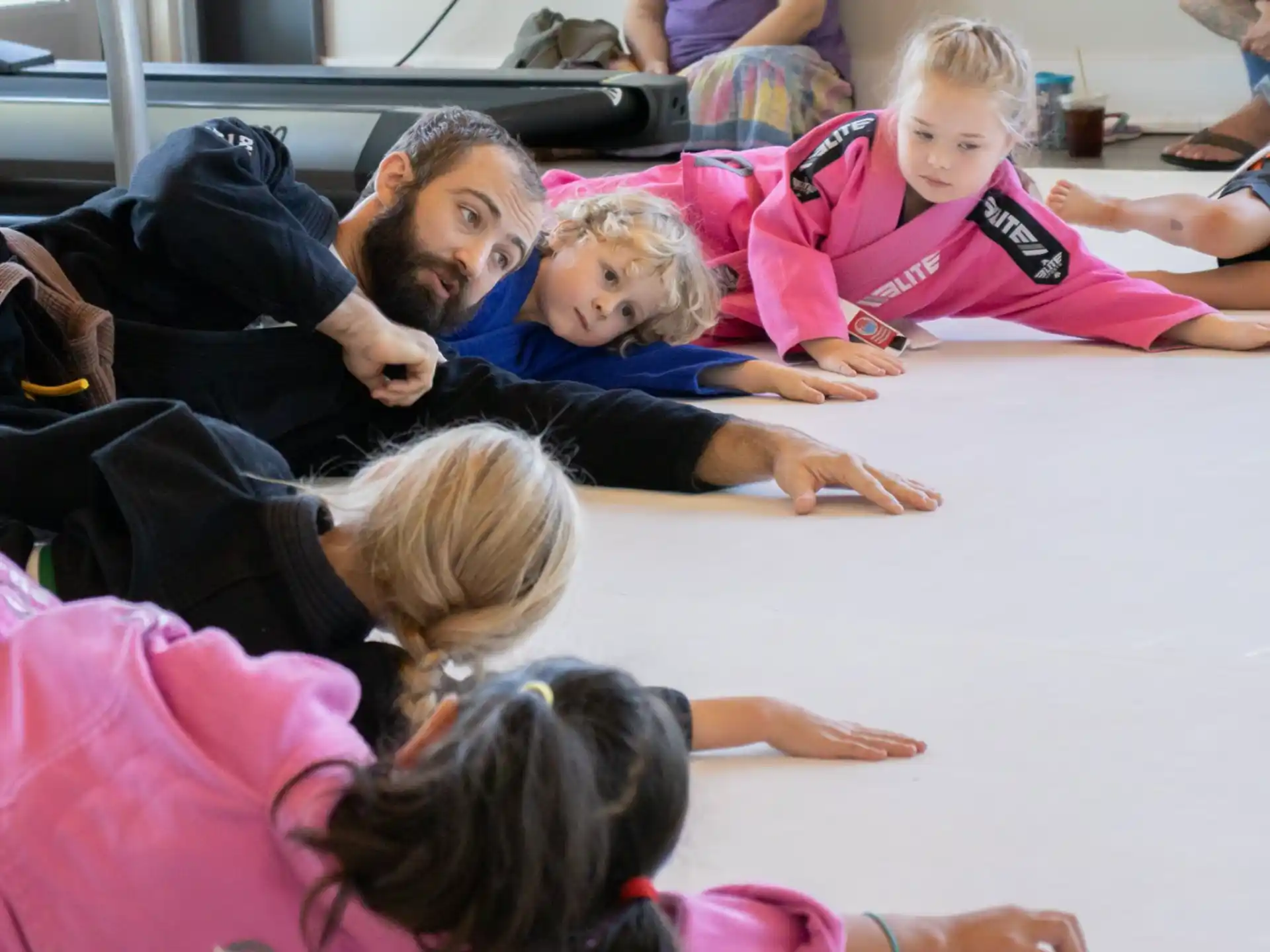 a group of people lying on the ground