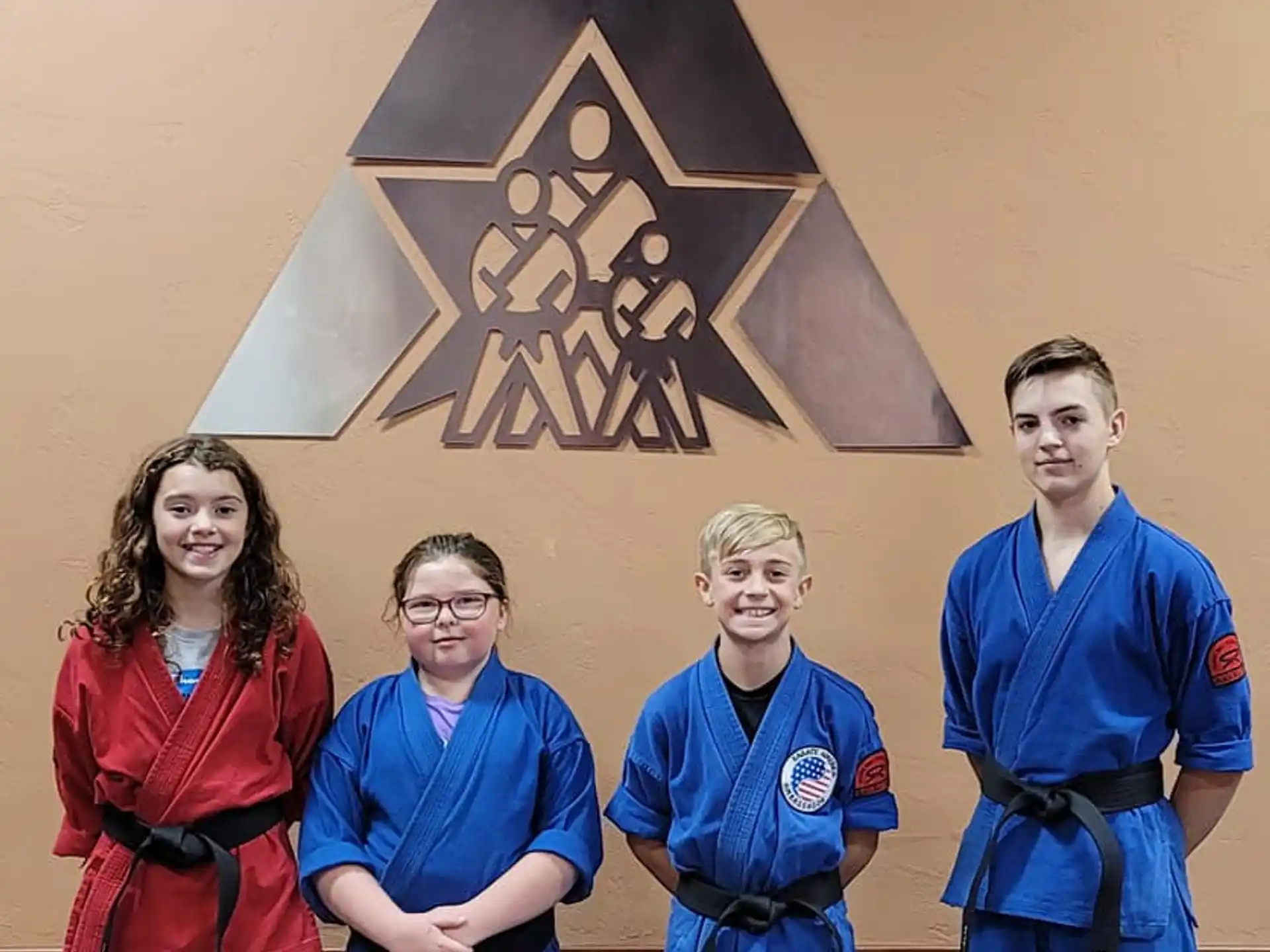 a group of people in blue uniforms