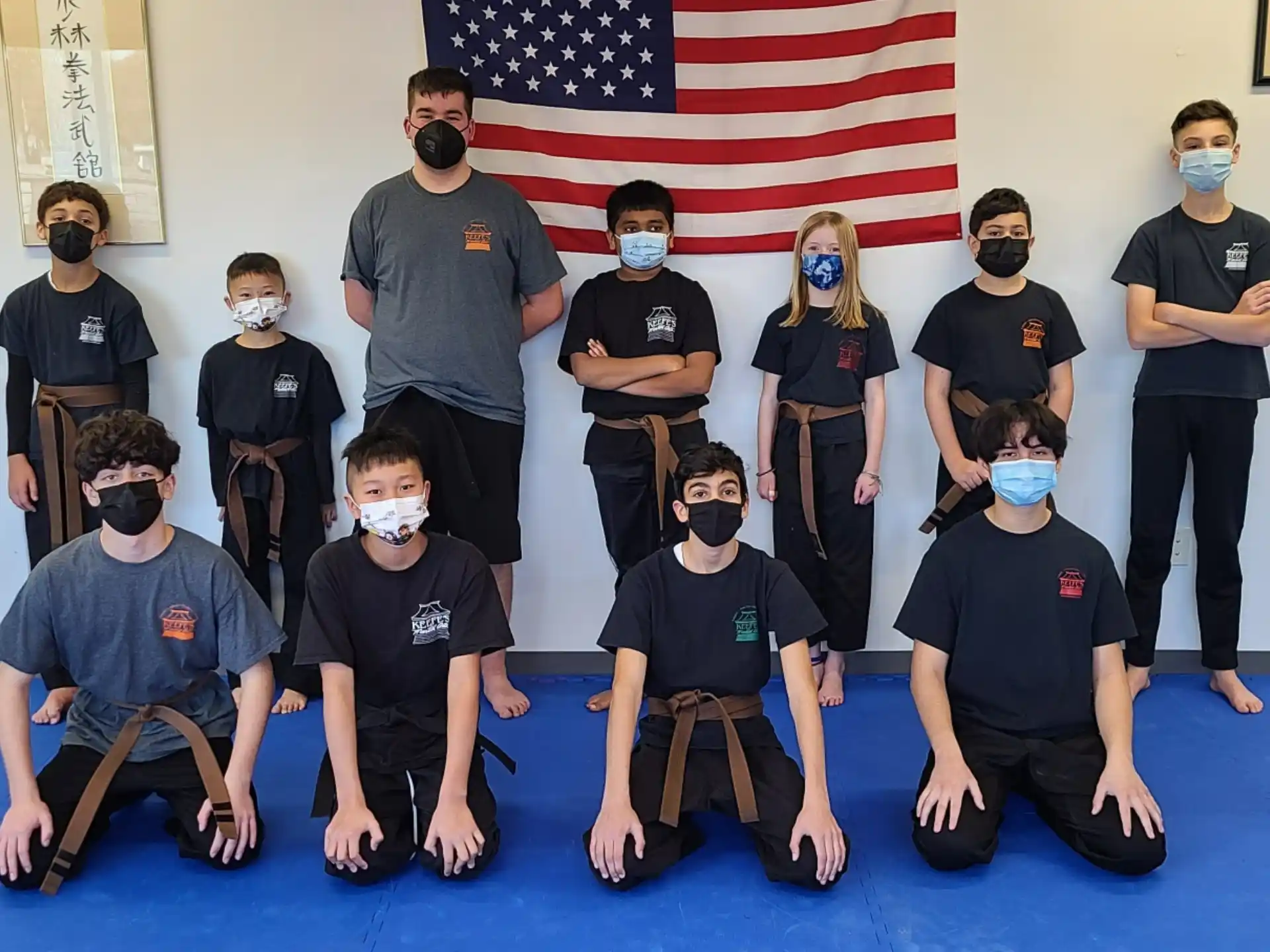 a group of people wearing masks