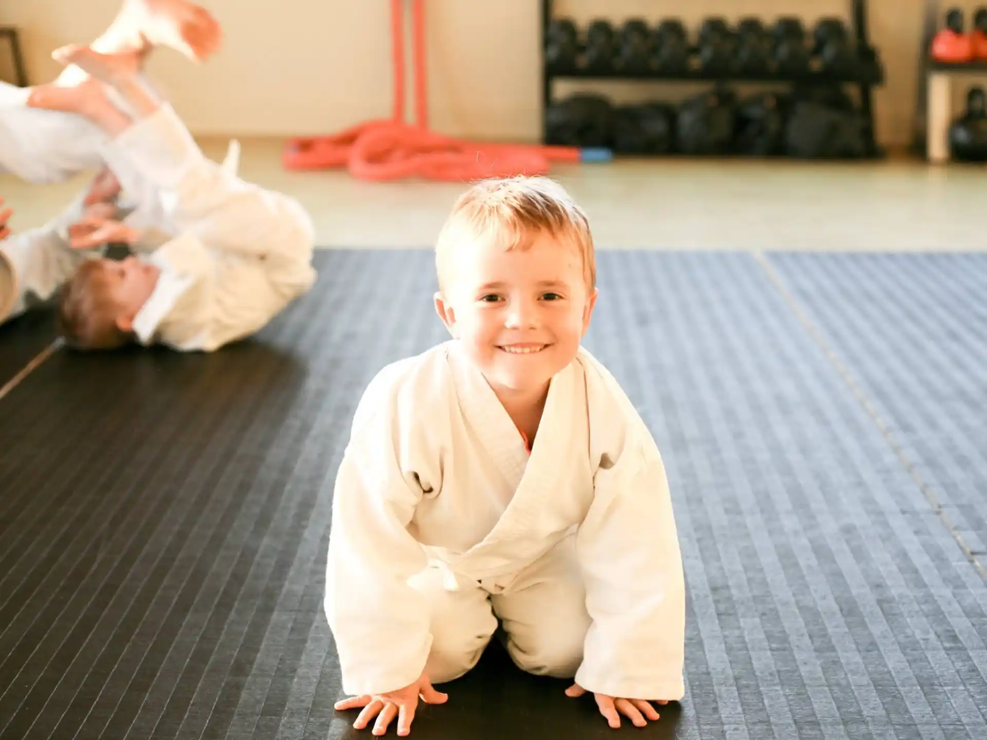 a boy sitting on the floor
