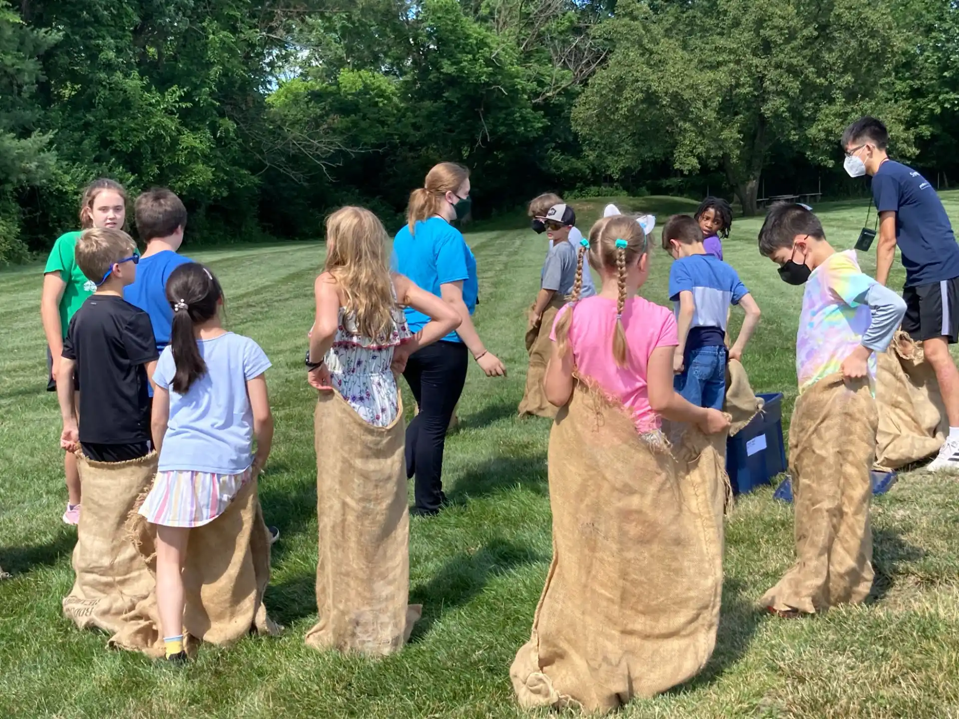 a group of people in a field