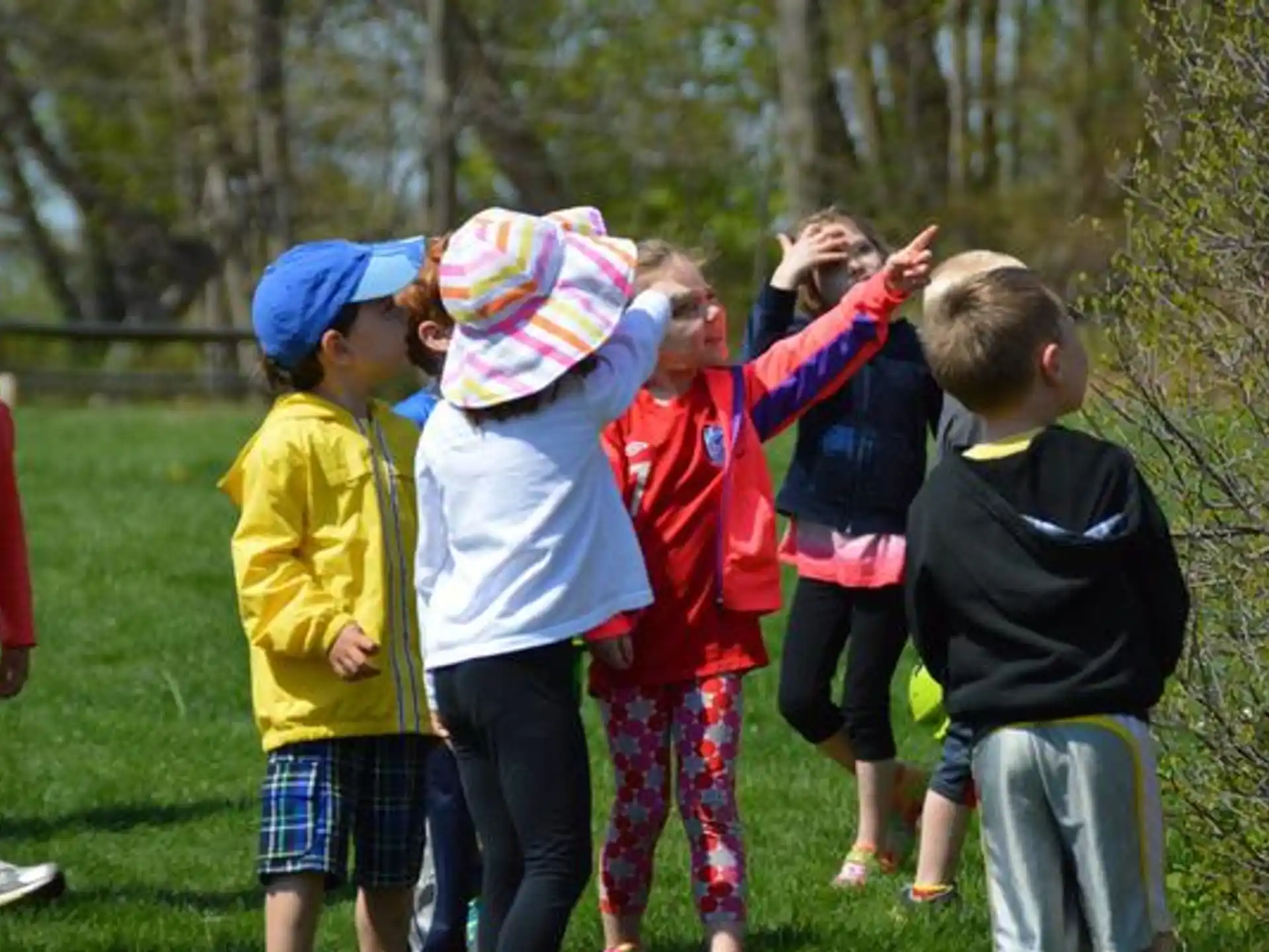 a group of children playing outside