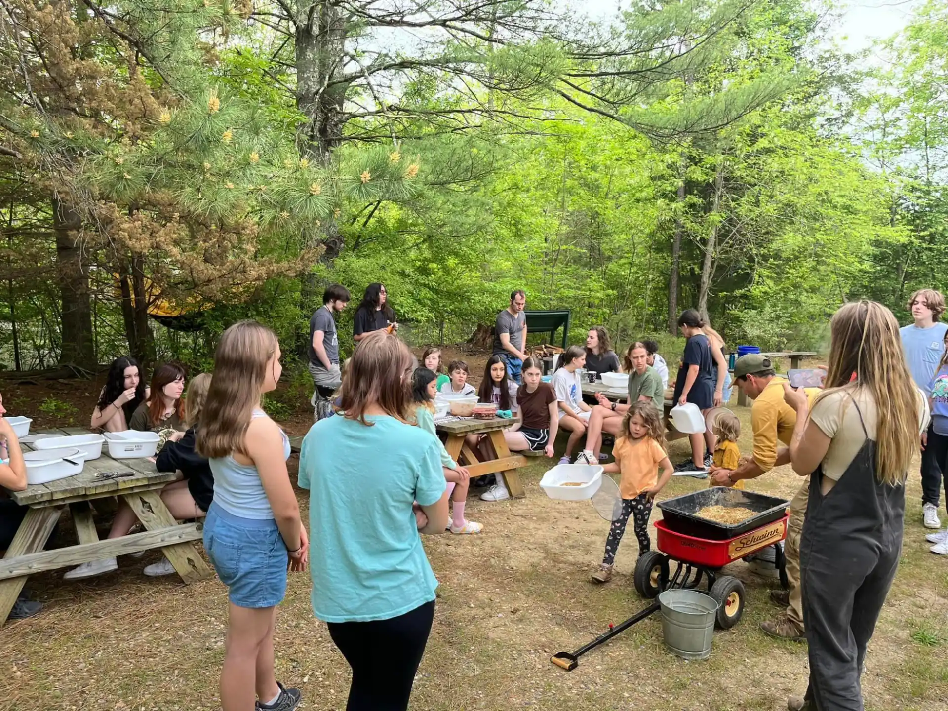 a group of people outside