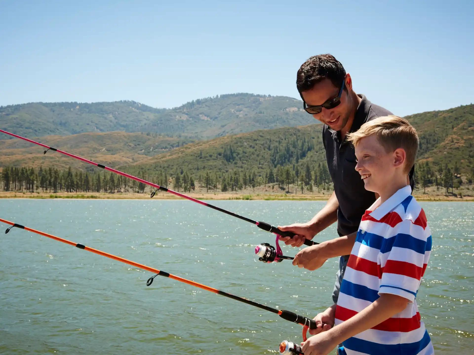 a man and a boy fishing