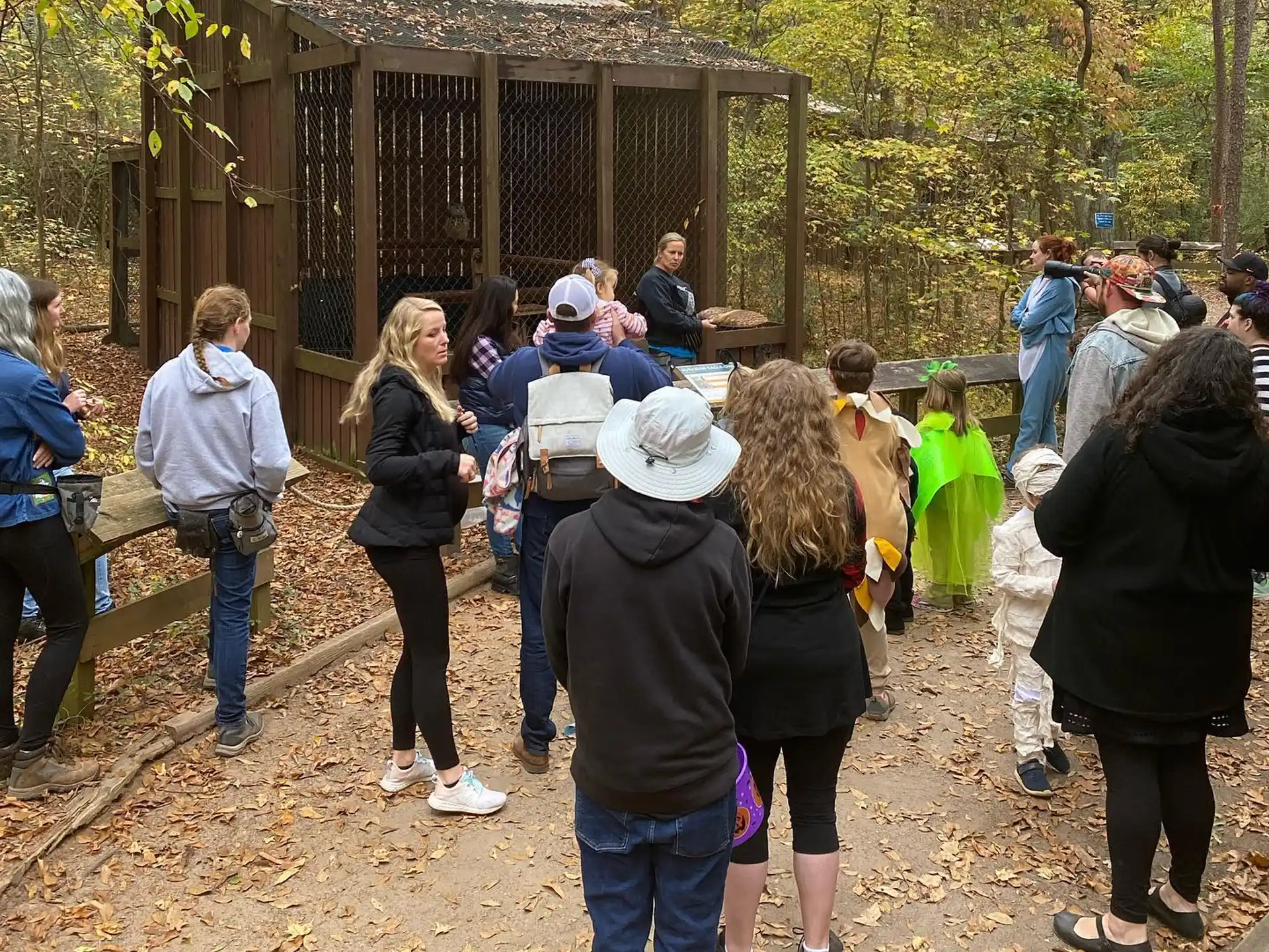 a group of people outside a building