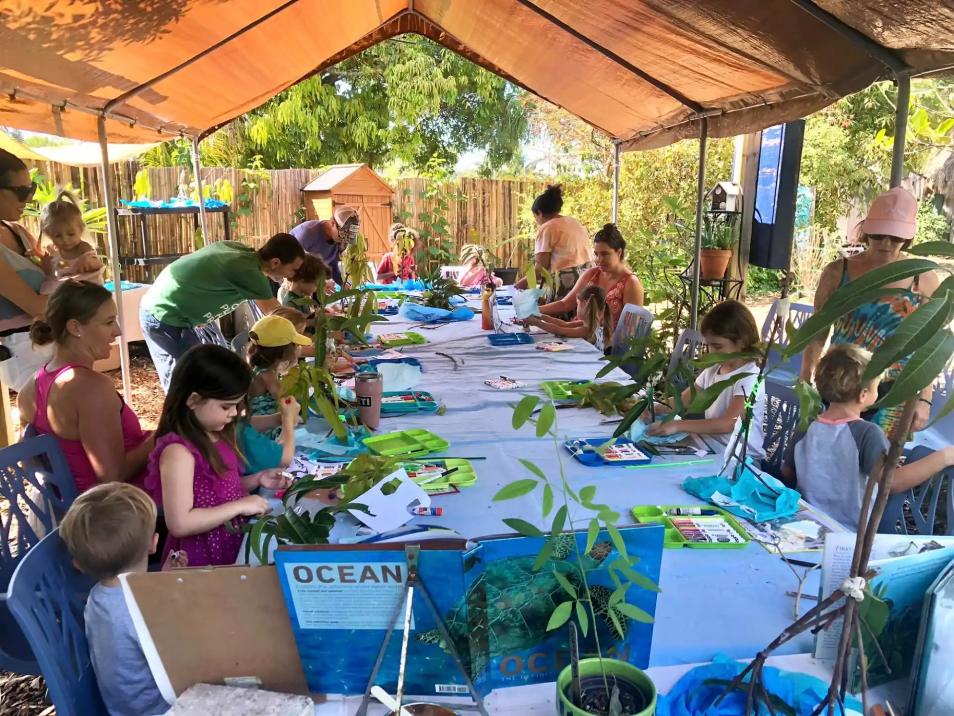 a group of people sitting at a table