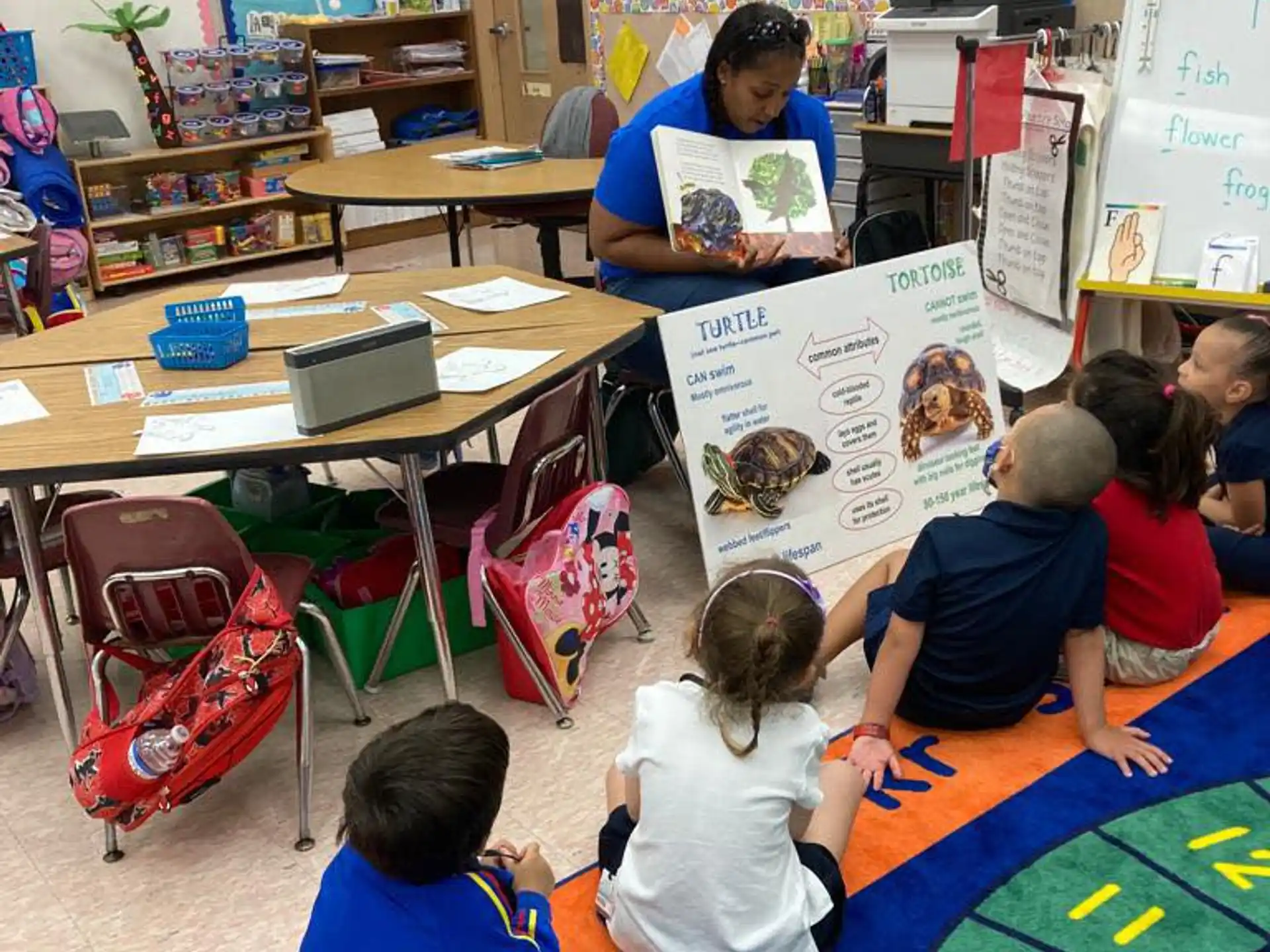 a teacher teaching her students