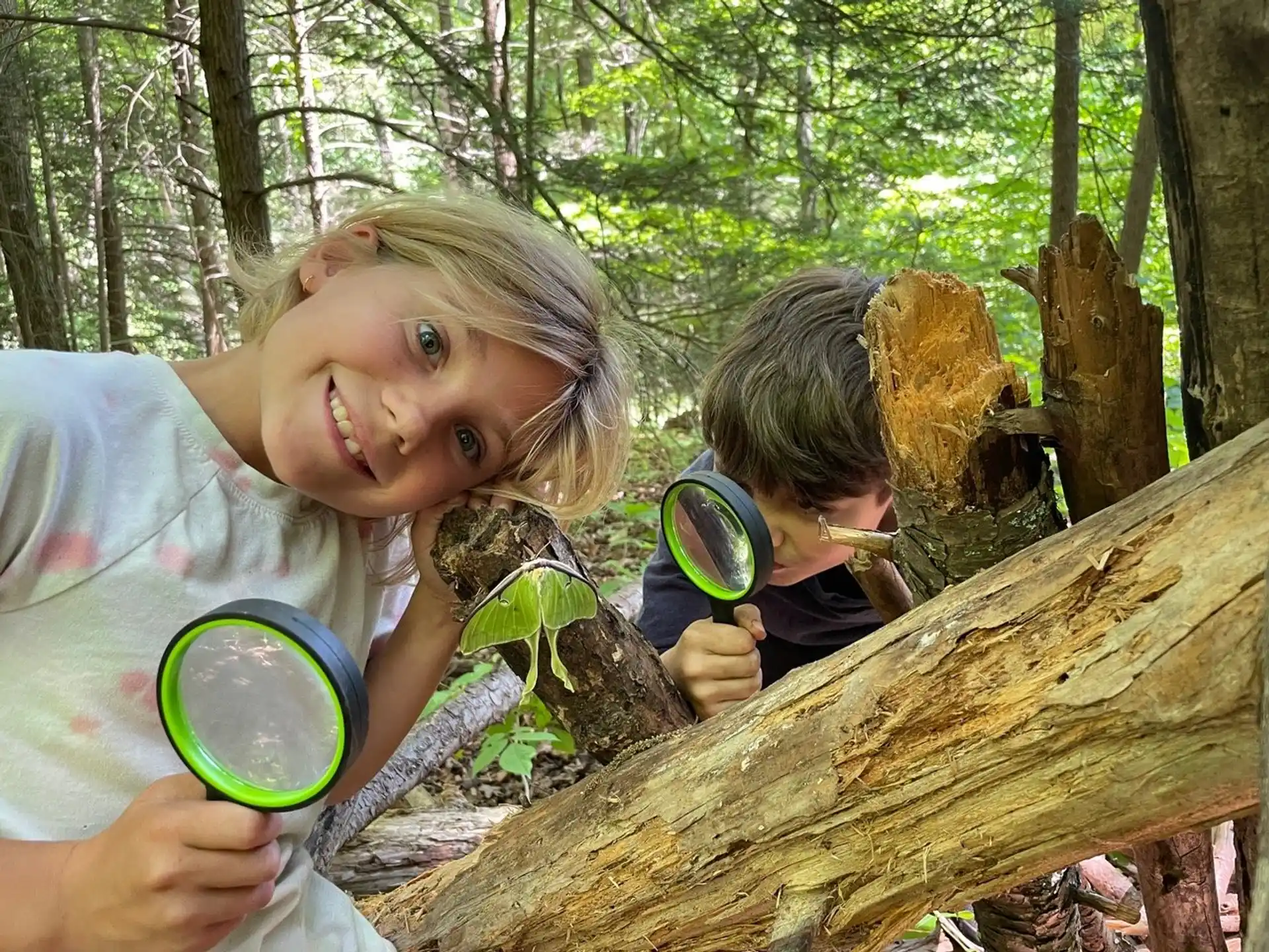 a couple of kids in the woods