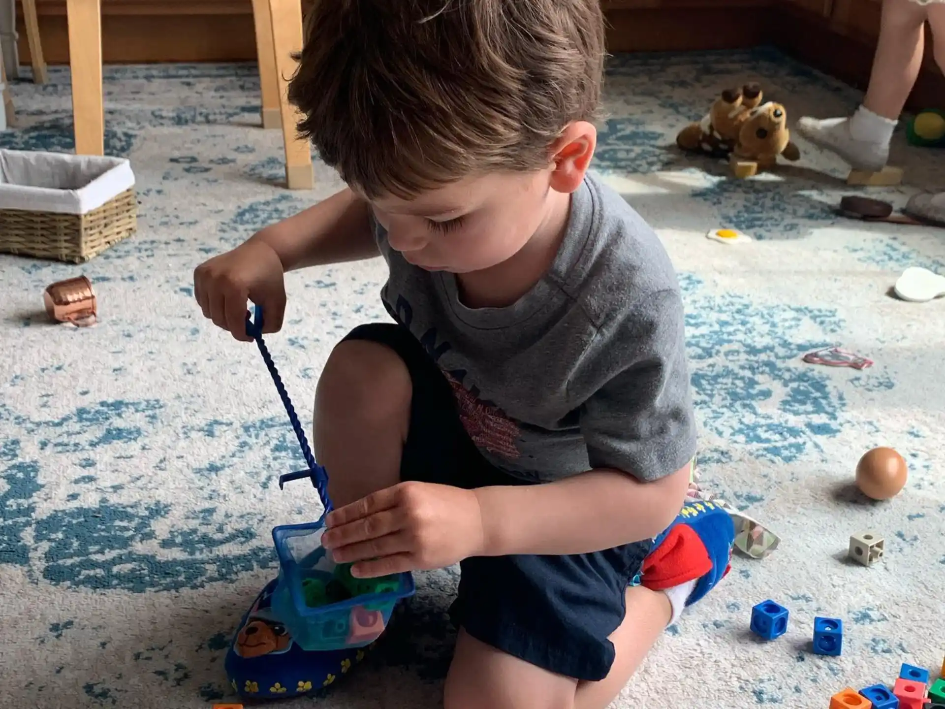 a child playing with toys