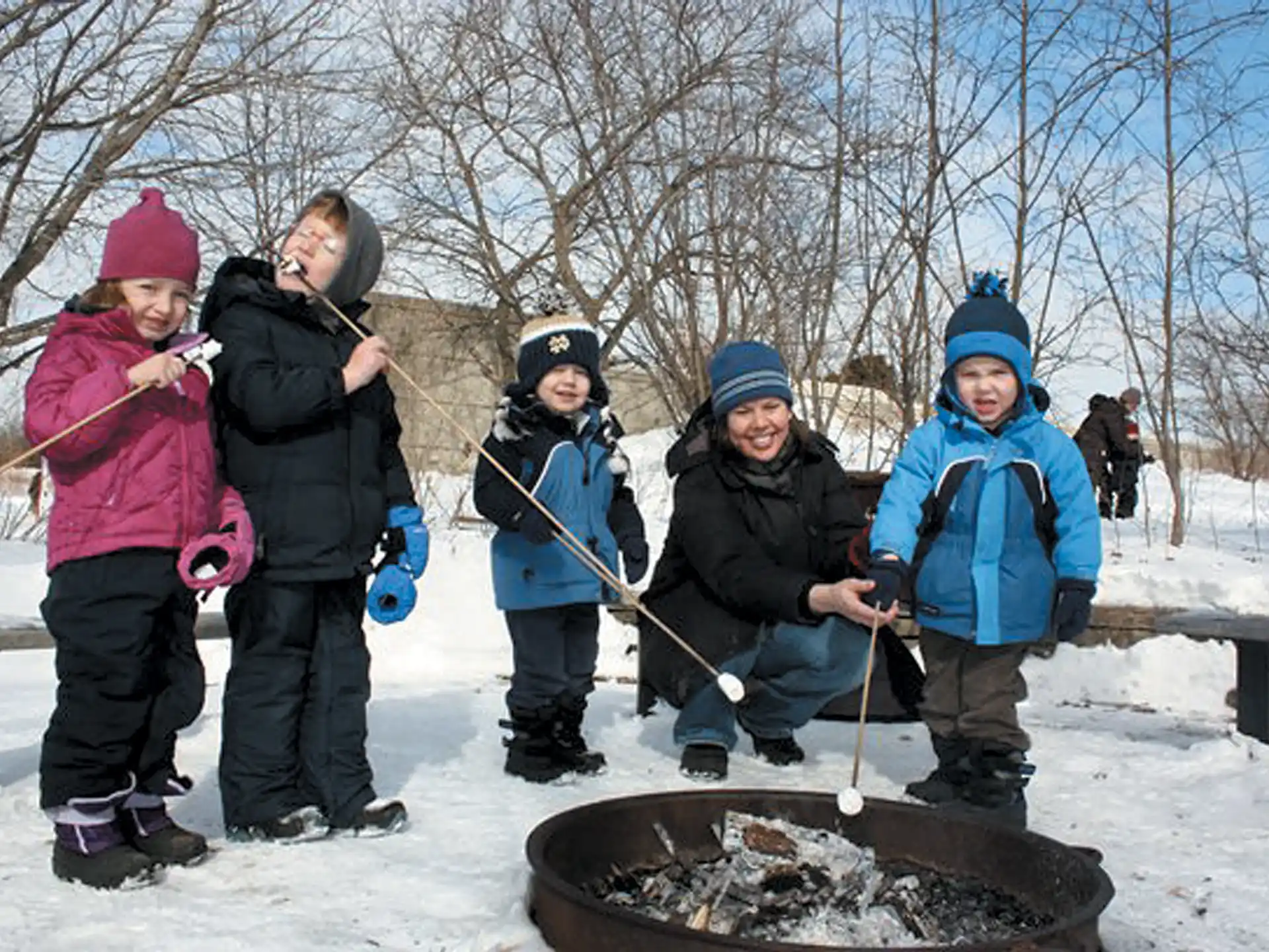 a group of people outside