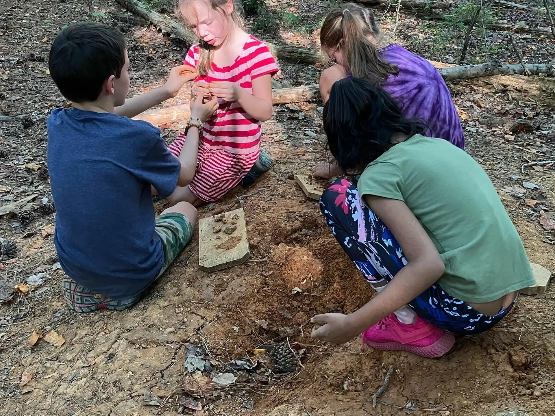 a group of children playing outside