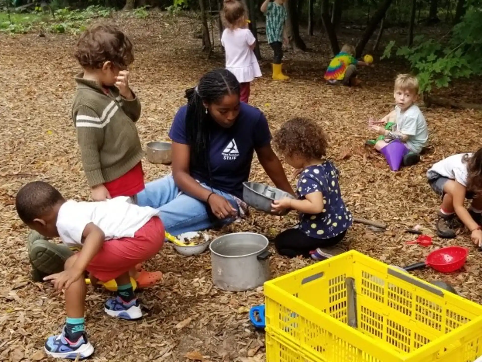 a group of children playing outside