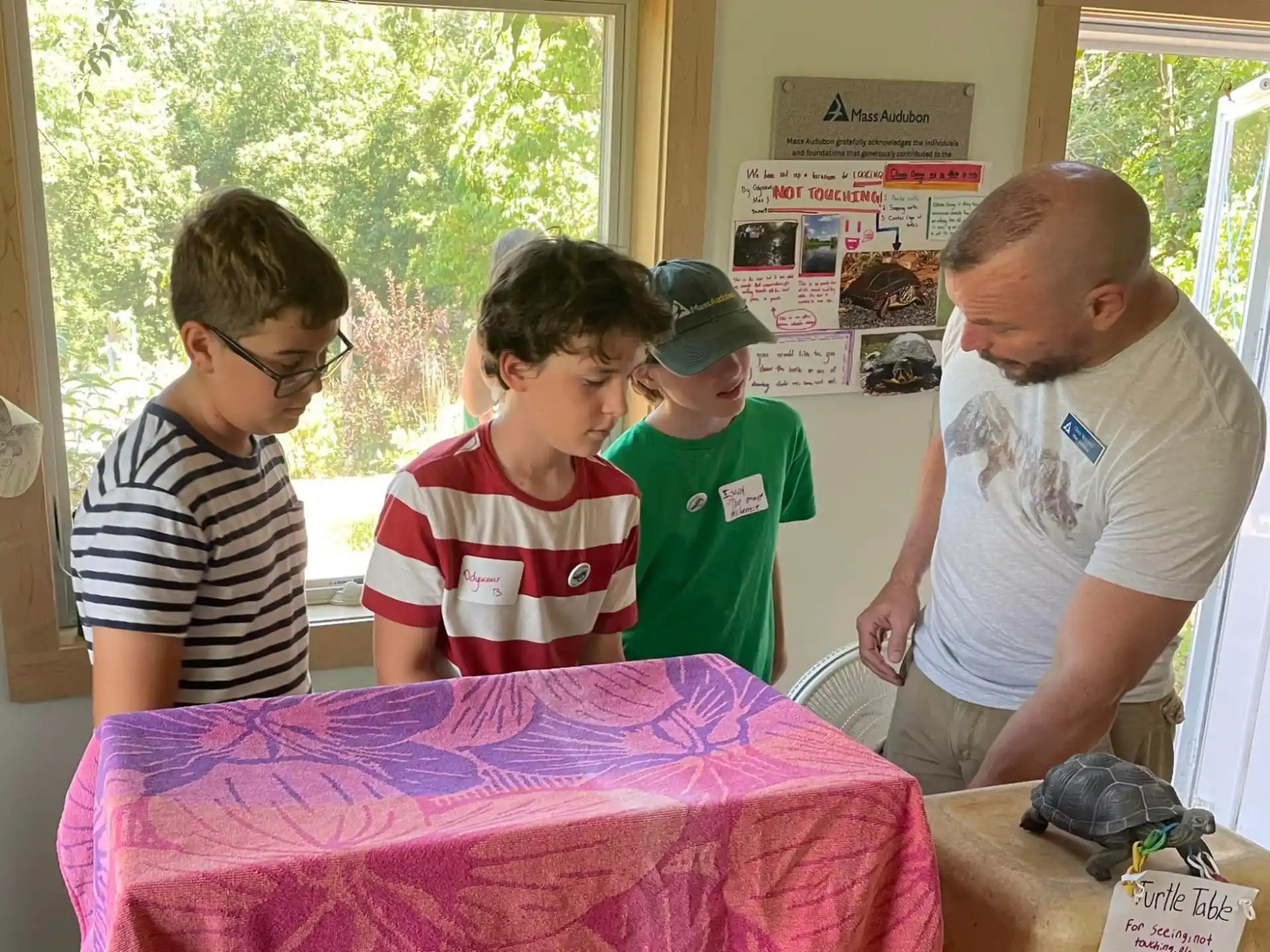 a group of people around a table