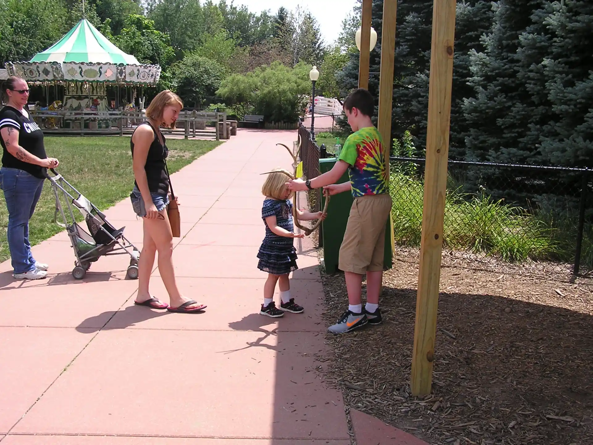 a group of people playing on a playground