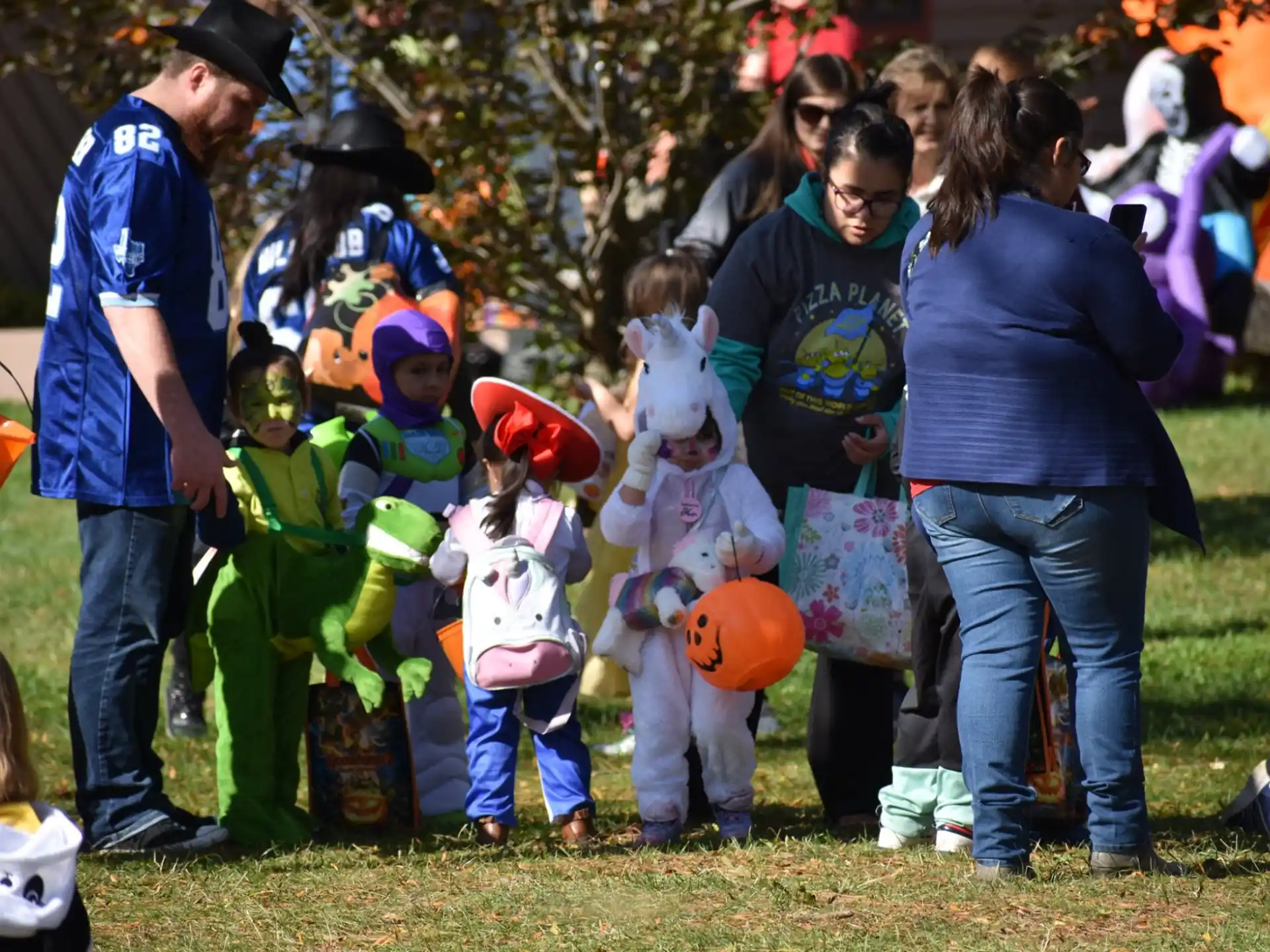 a group of people standing outside
