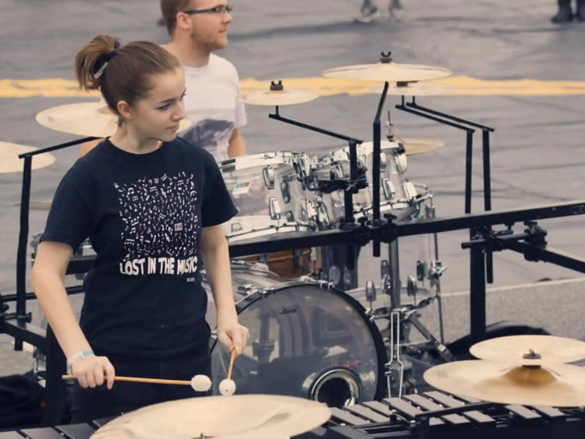 a person playing drums