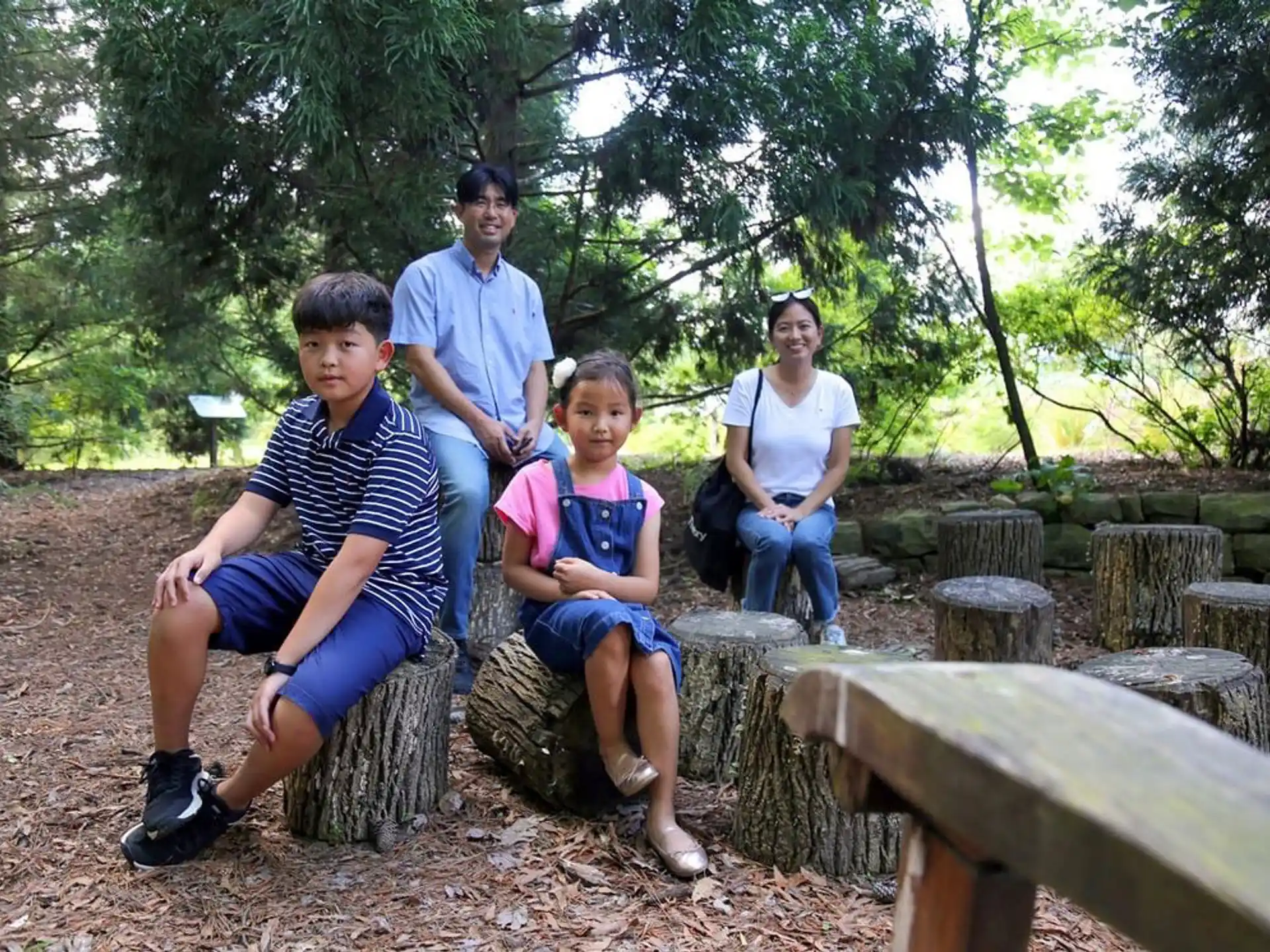 a group of people sitting on a bench