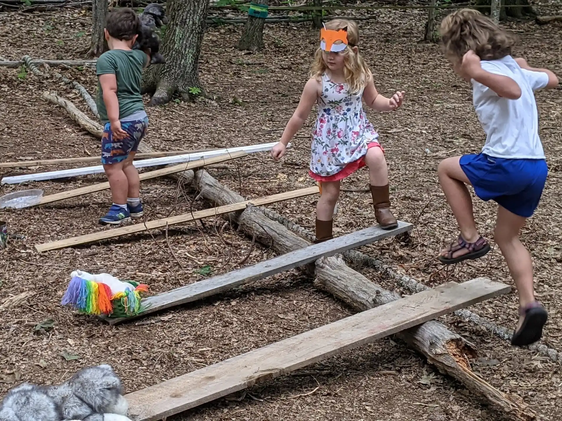 a group of children playing outside