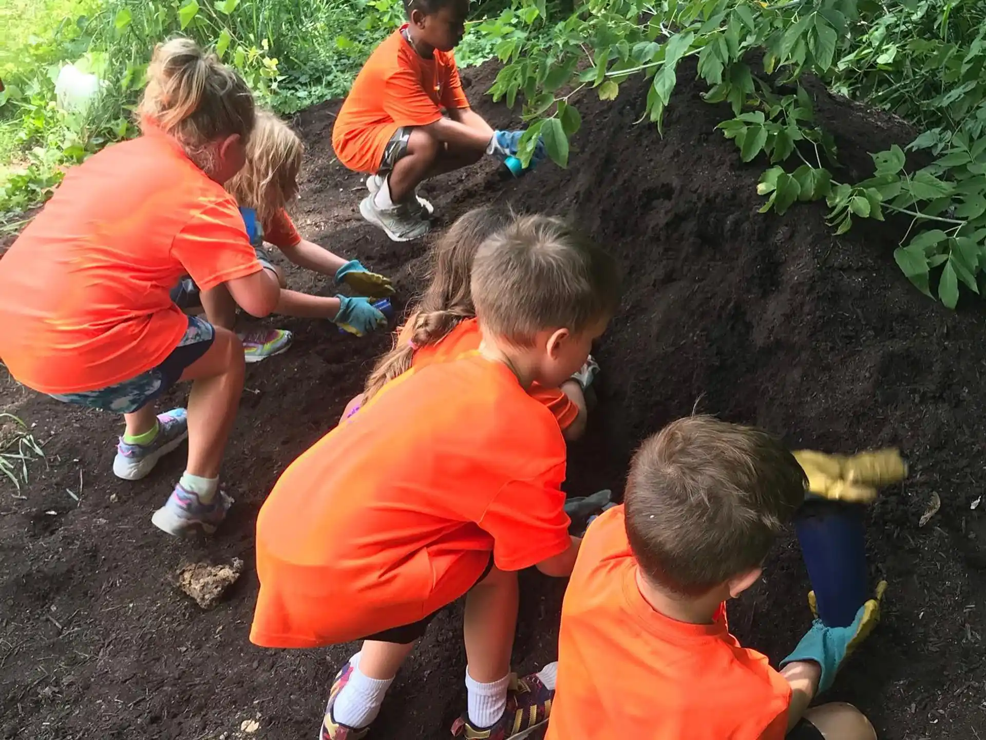 a group of children playing outside
