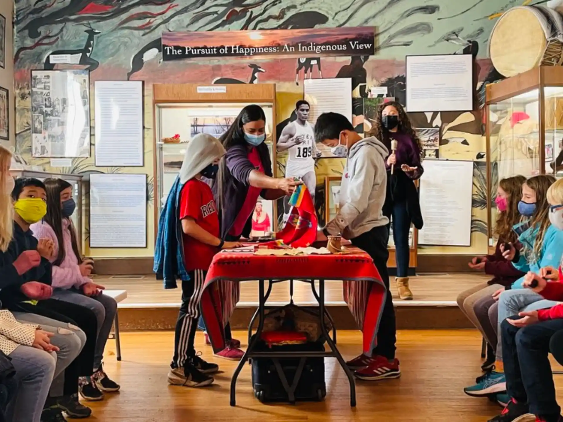 a group of people in a classroom