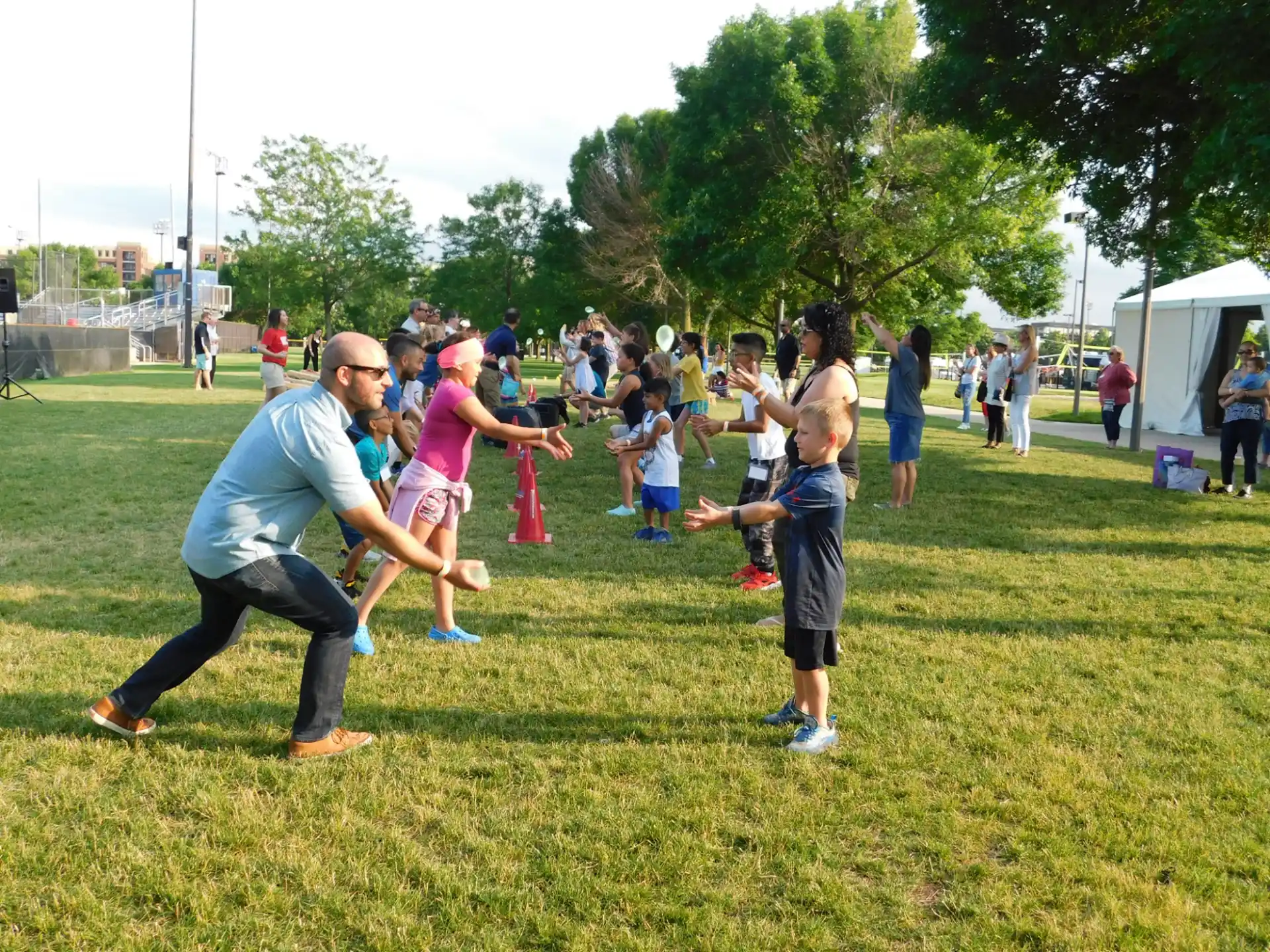 a group of people playing a game