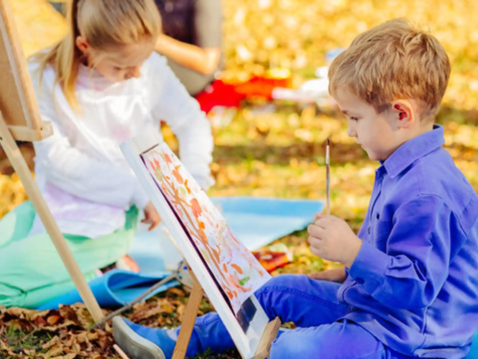 a few children painting