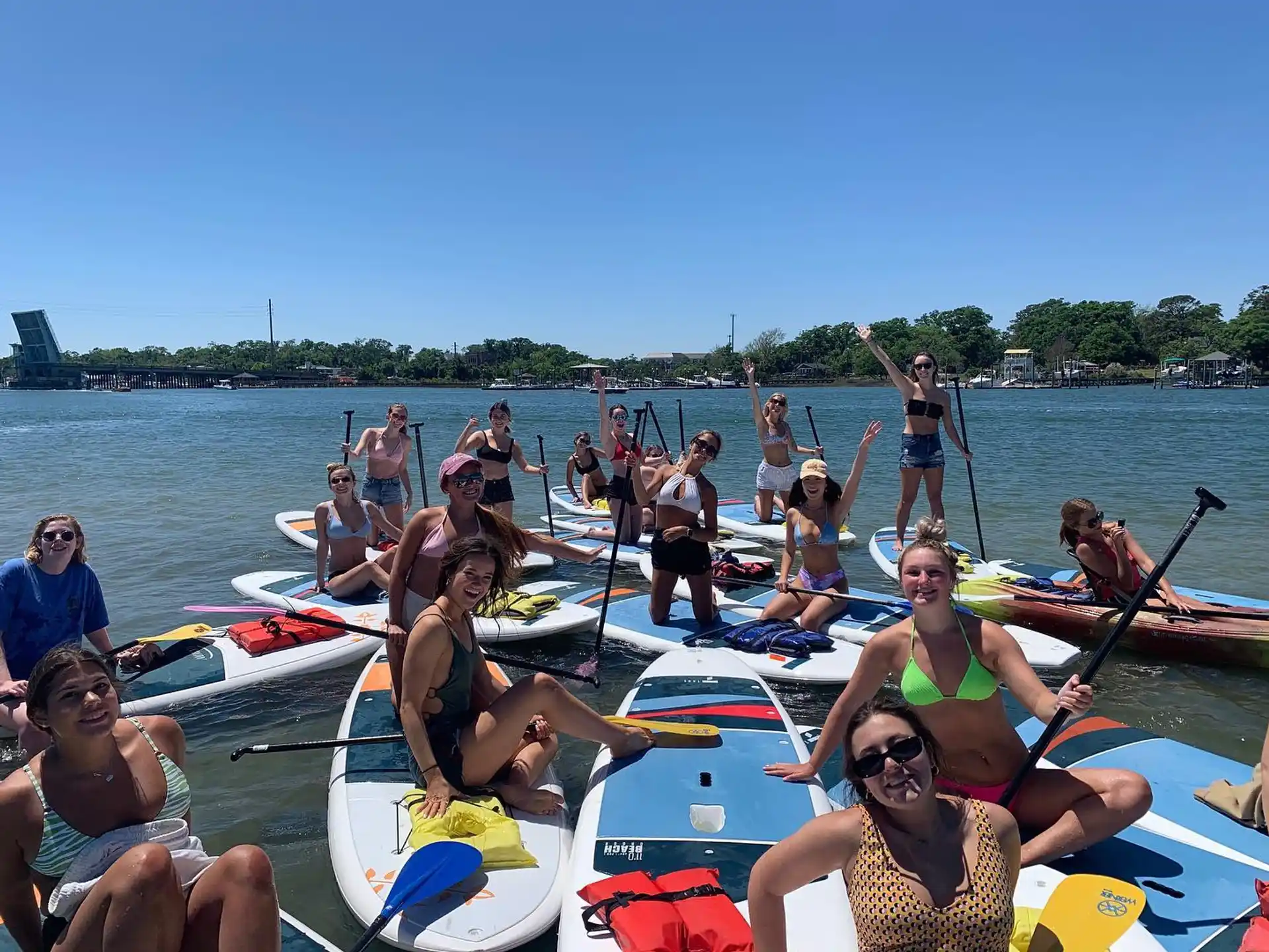 a group of people in a boat