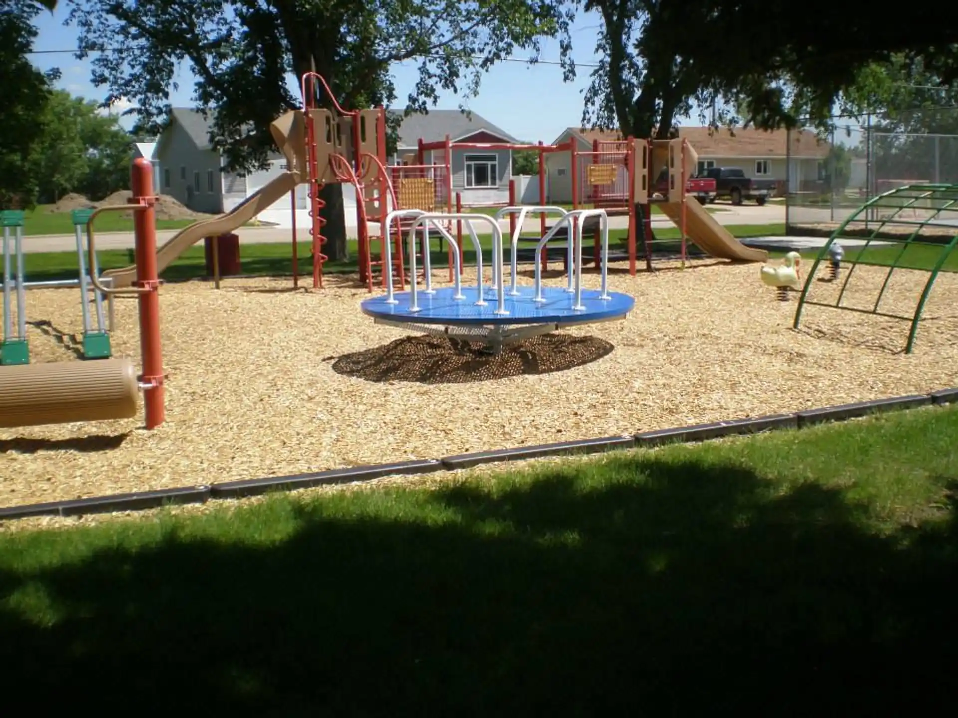 a playground with a slide