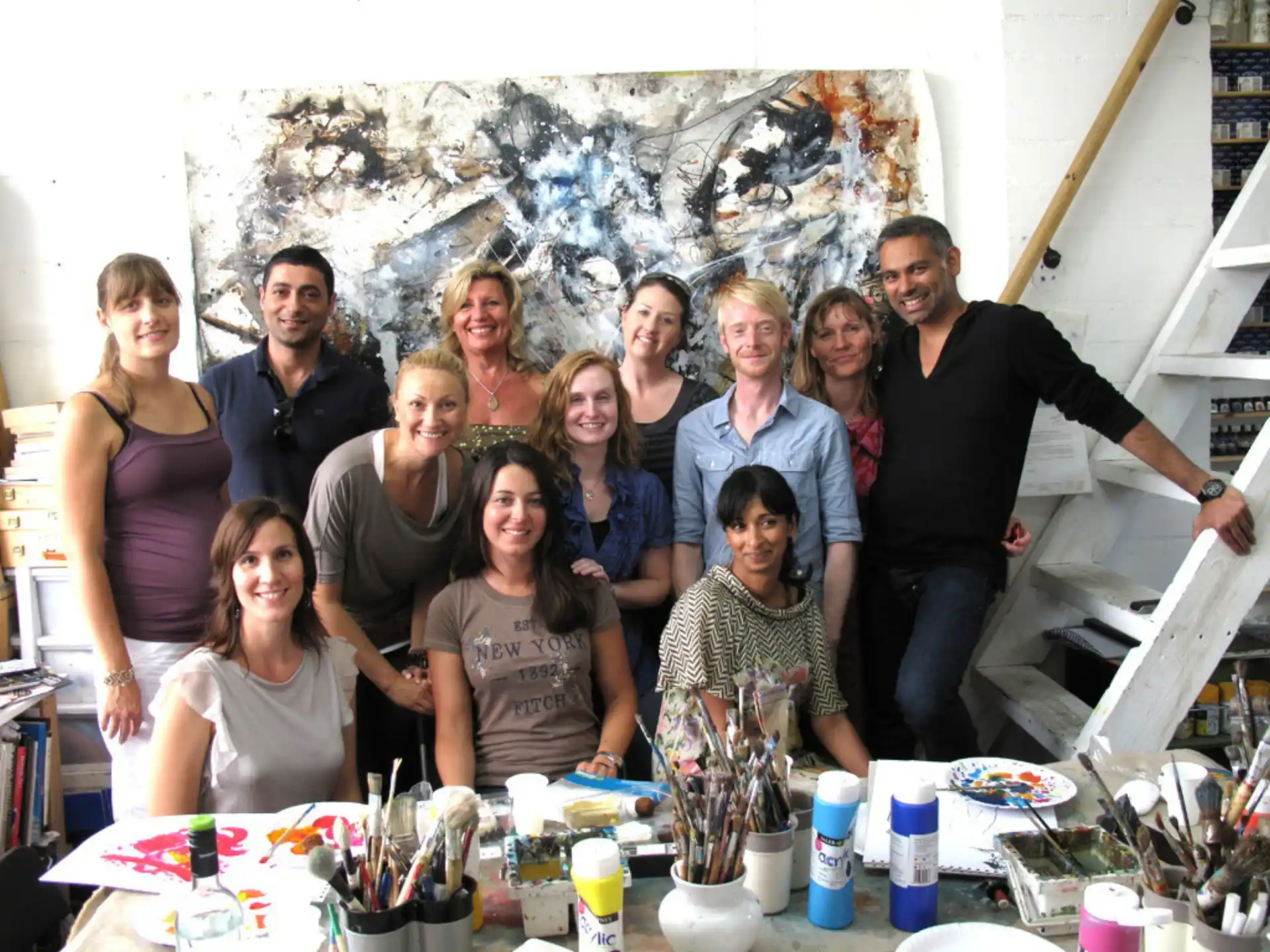 a group of people posing for a photo