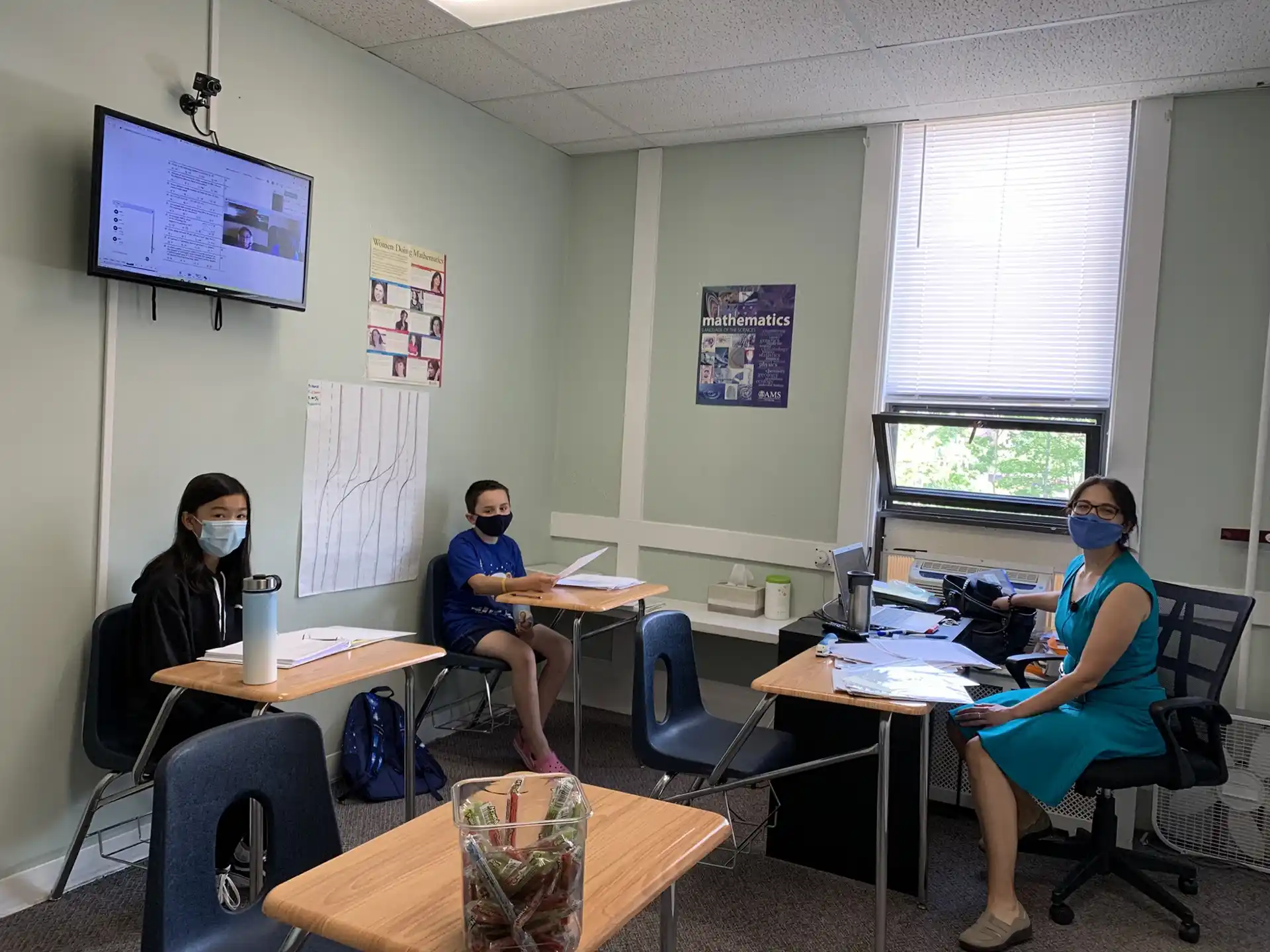 a group of people in a room