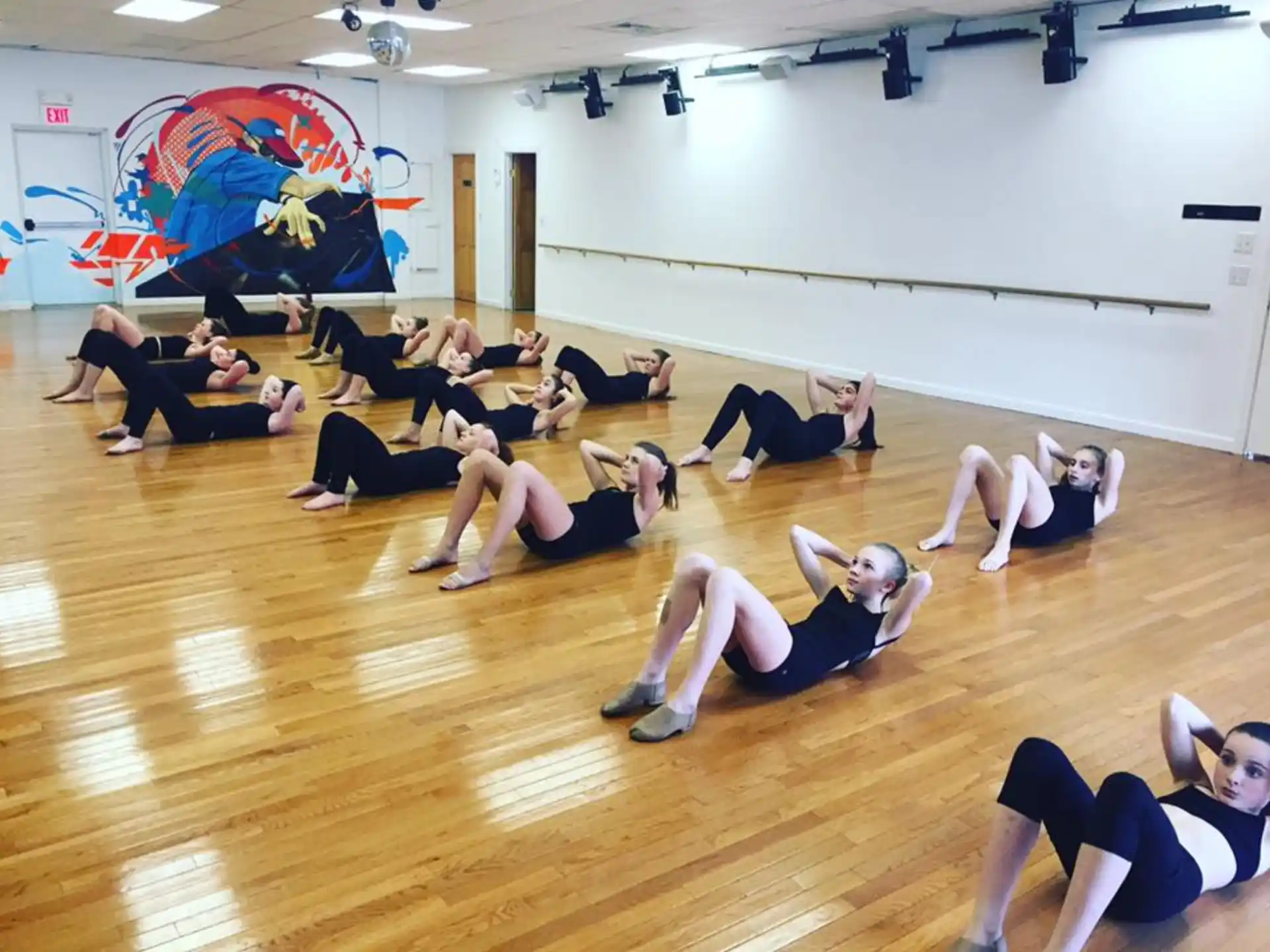a group of people exercising