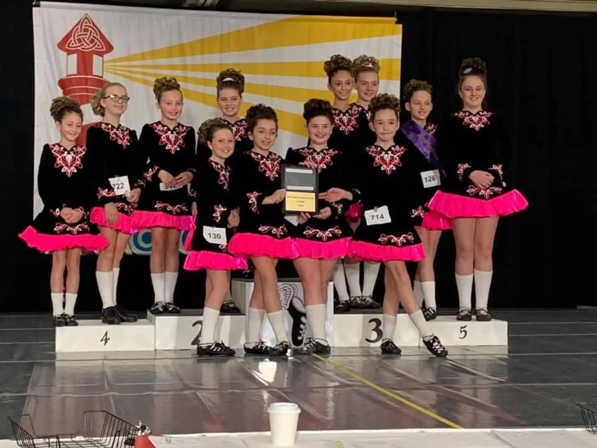 a group of cheerleaders posing for a photo