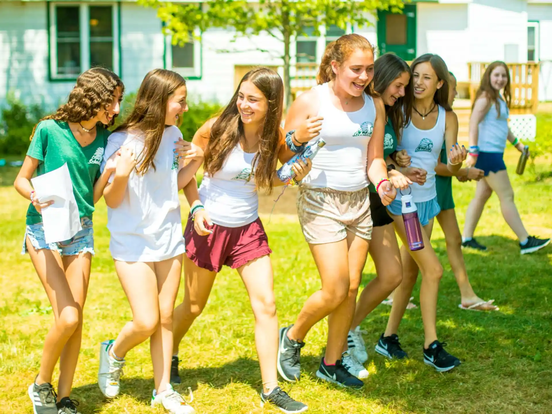 a group of girls running