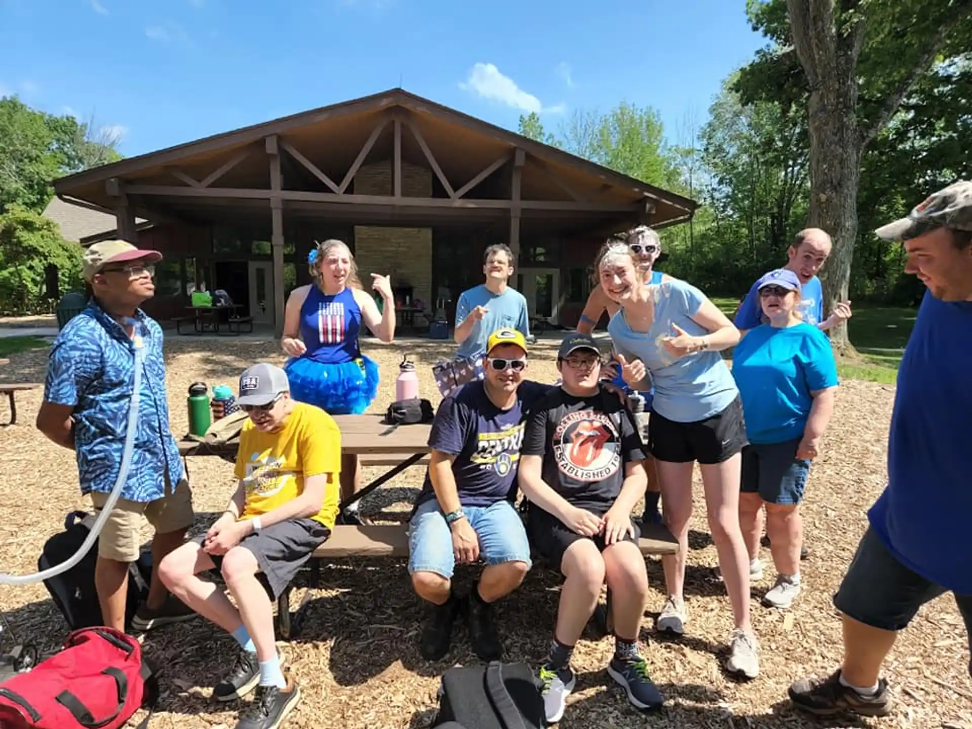 a group of people posing for a photo