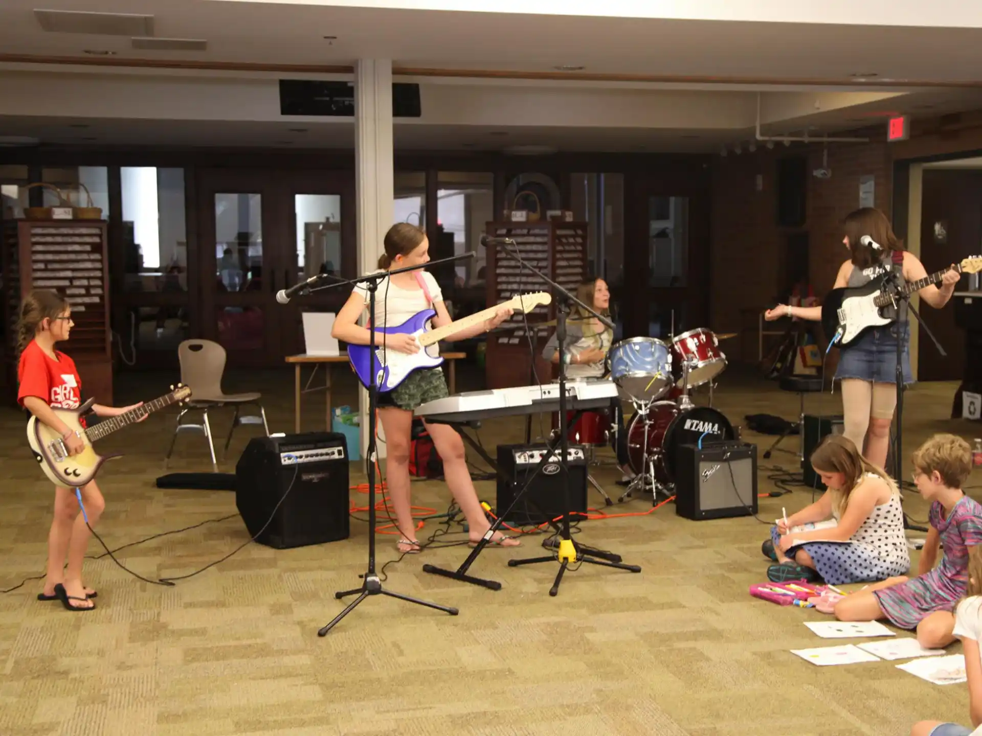 a group of people playing instruments