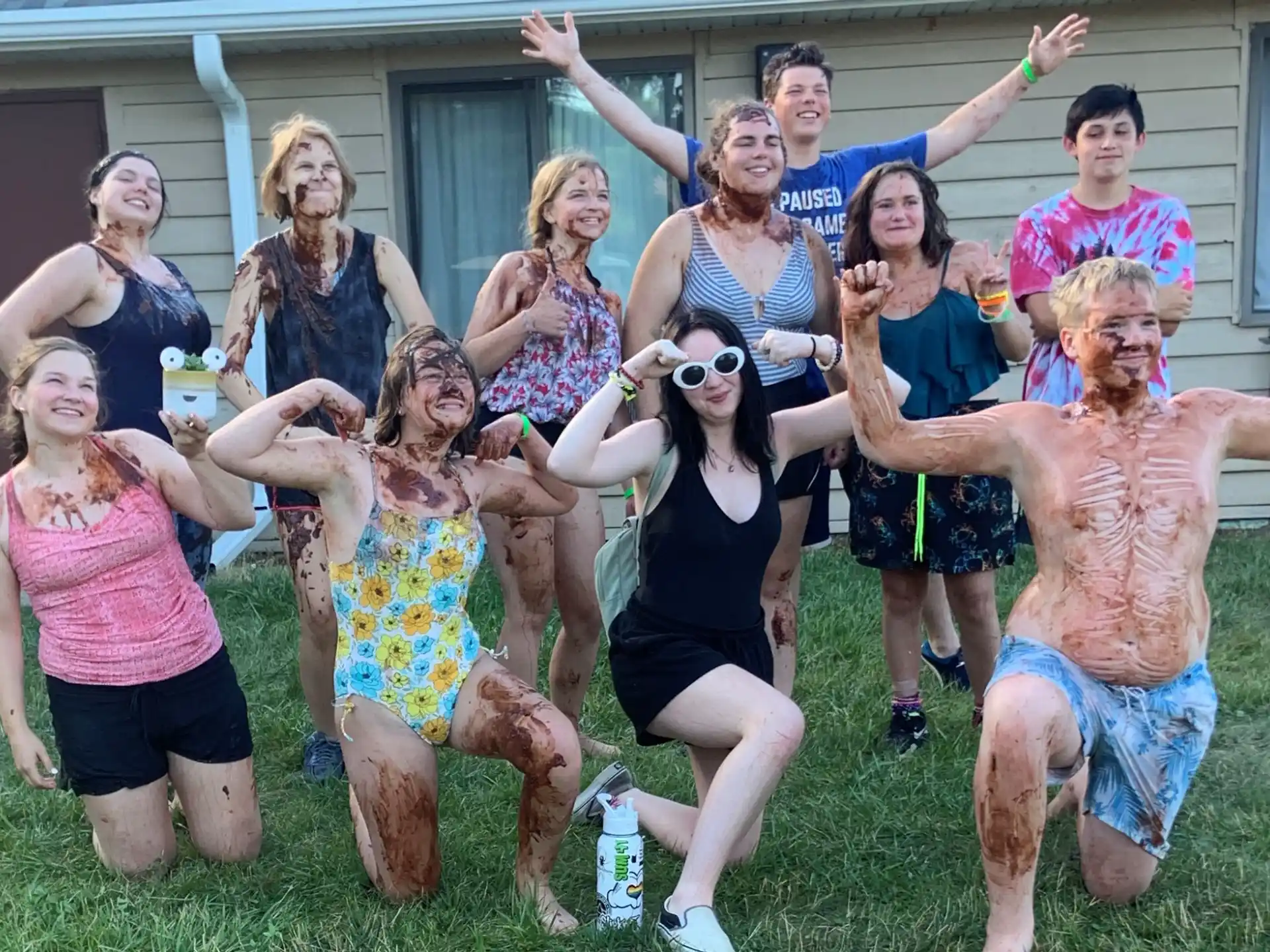 a group of people posing for a photo