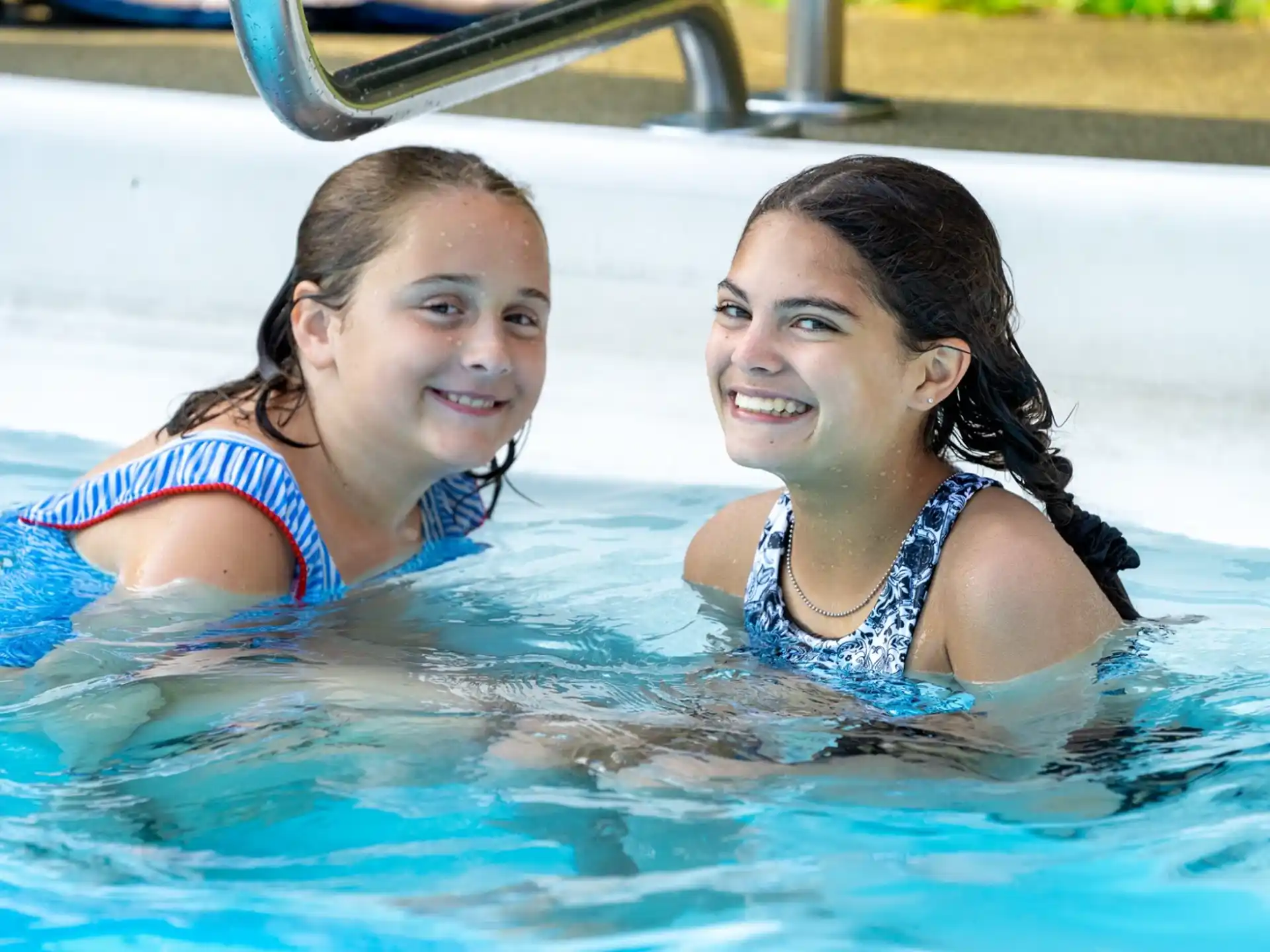 two women in a pool