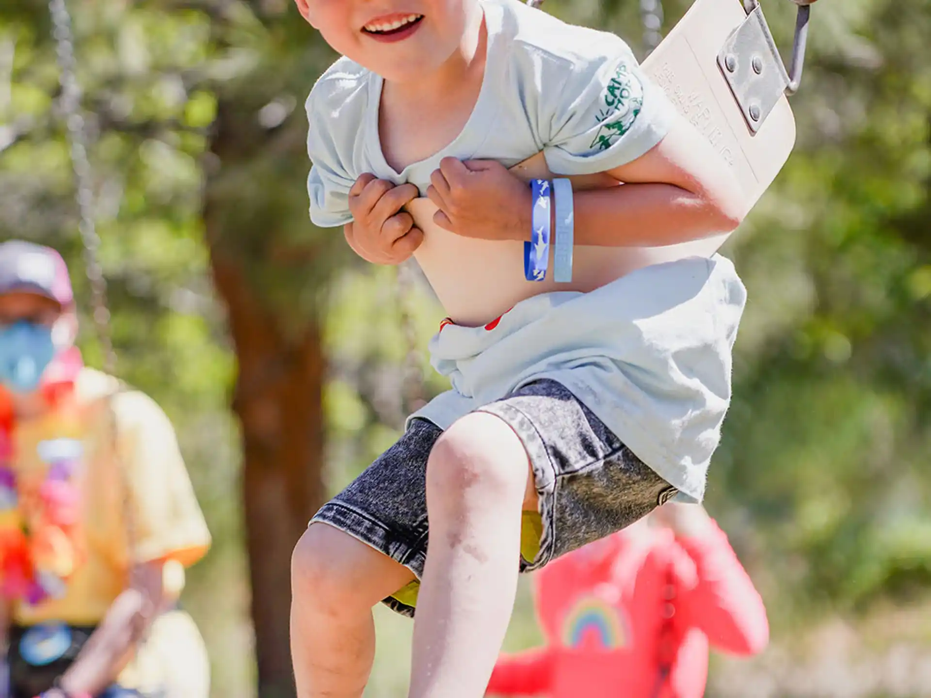 a baby on a swing