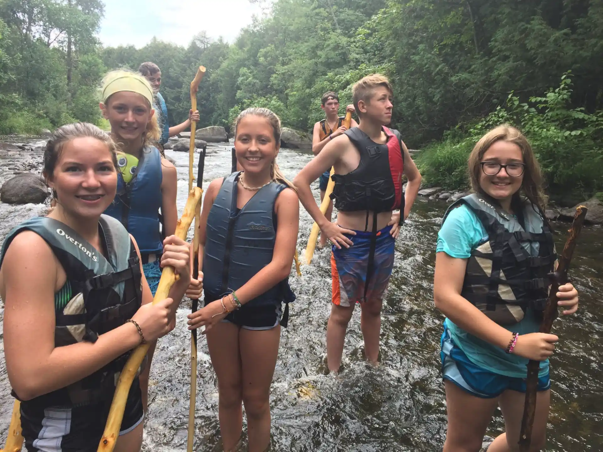 a group of people in the water