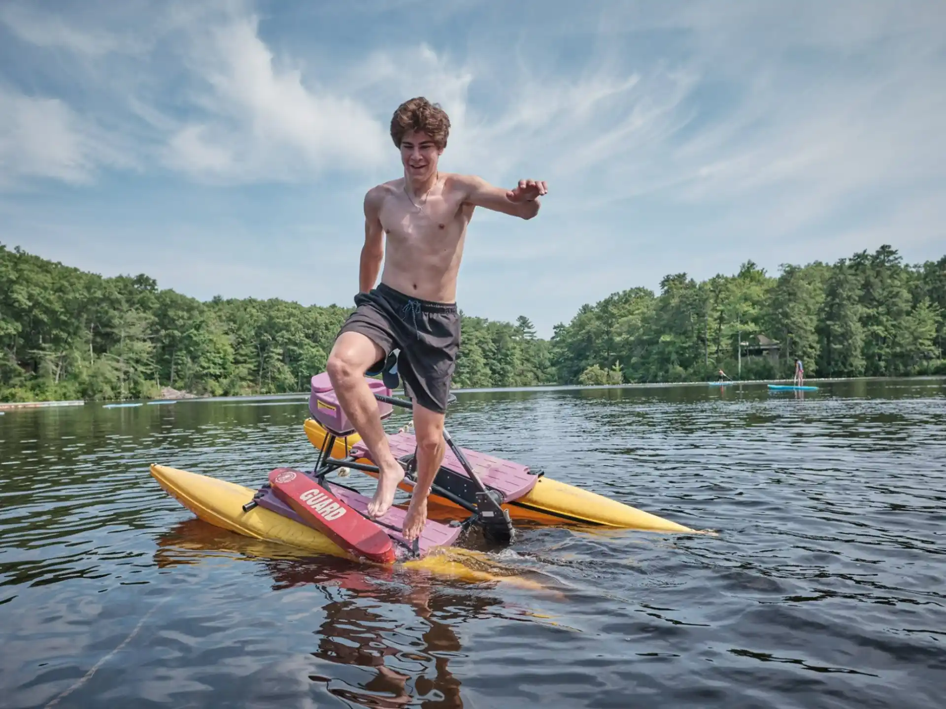 a man on a paddle board