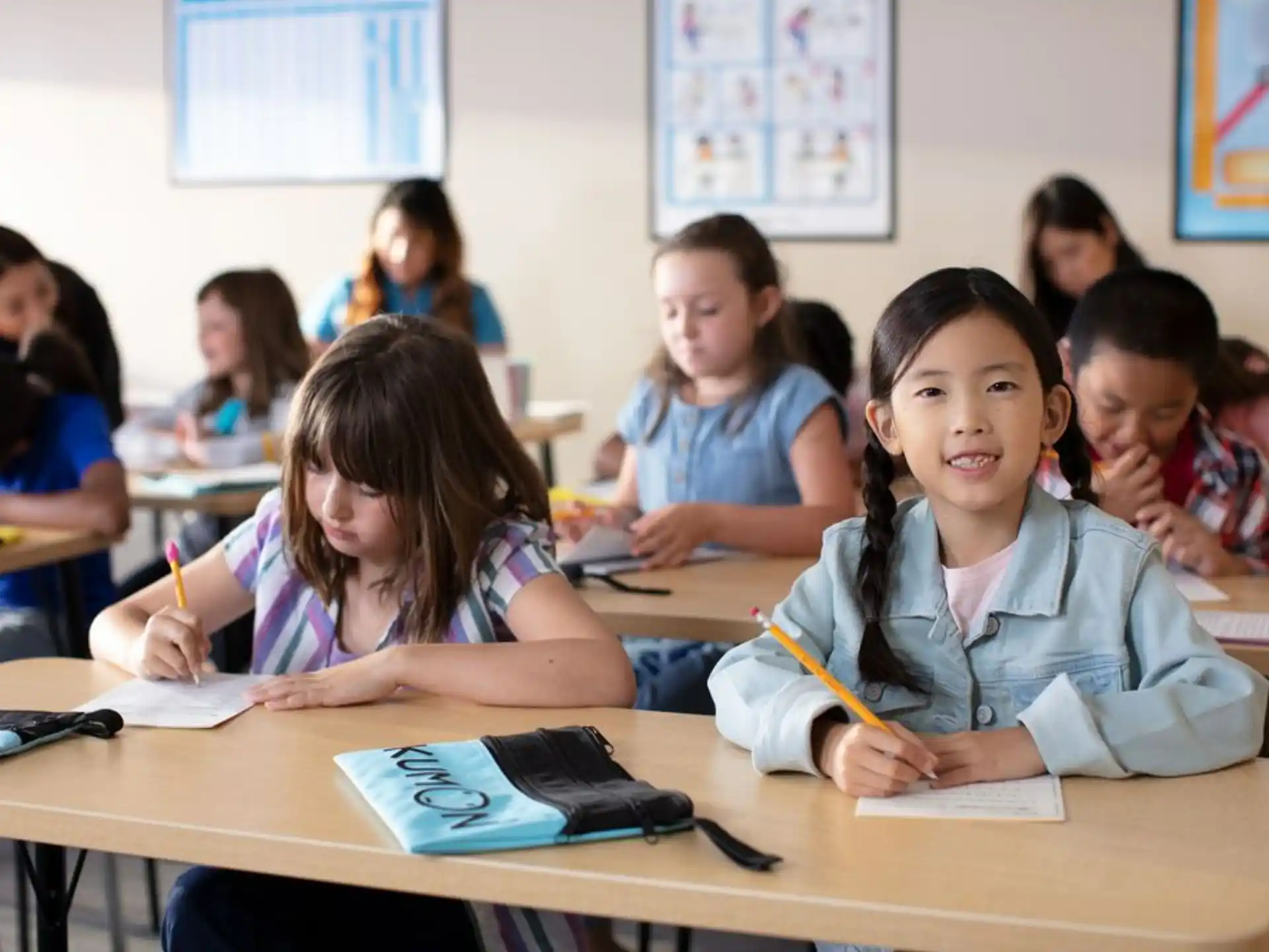 a group of children in a classroom