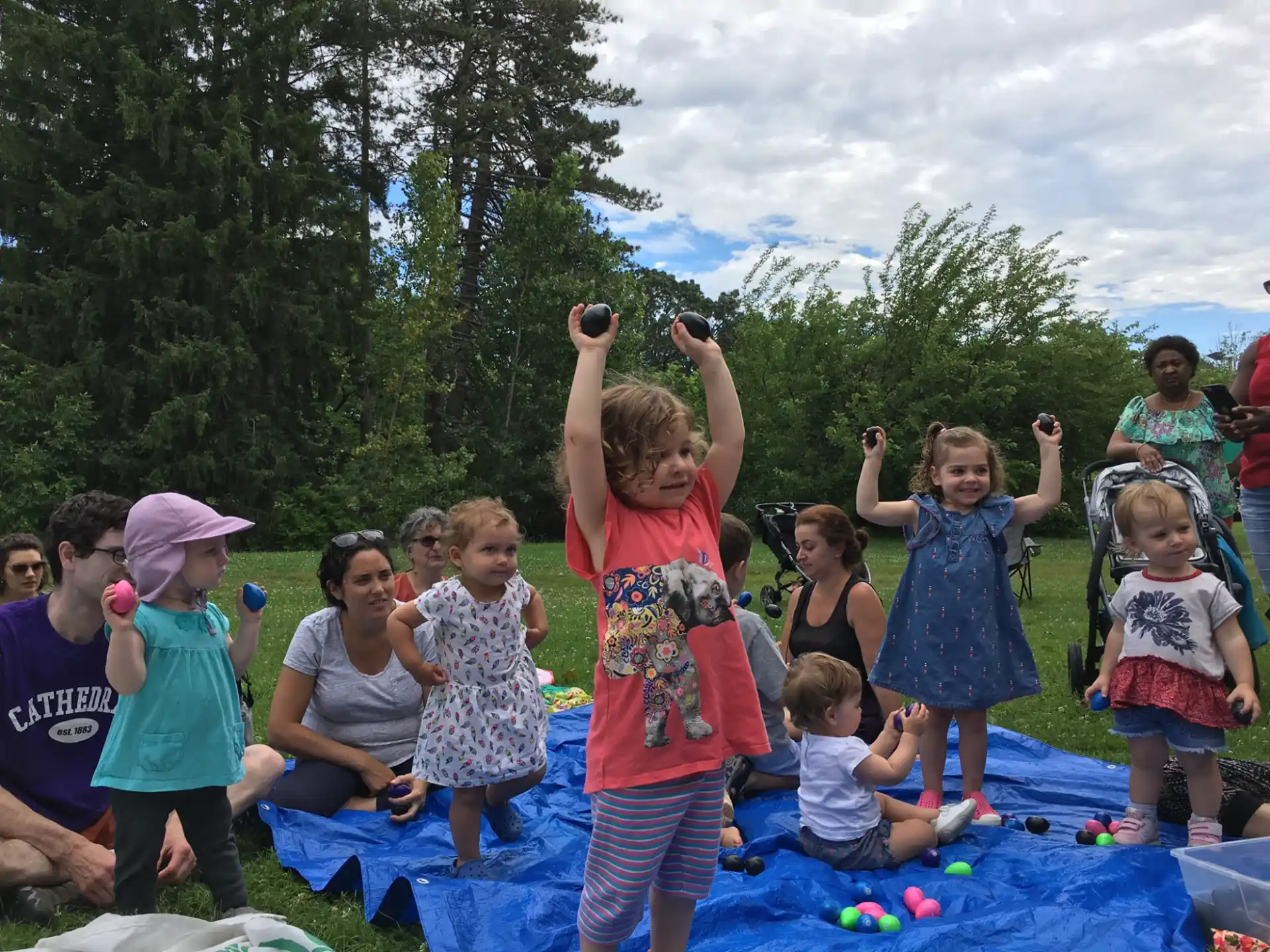 a group of children playing outside