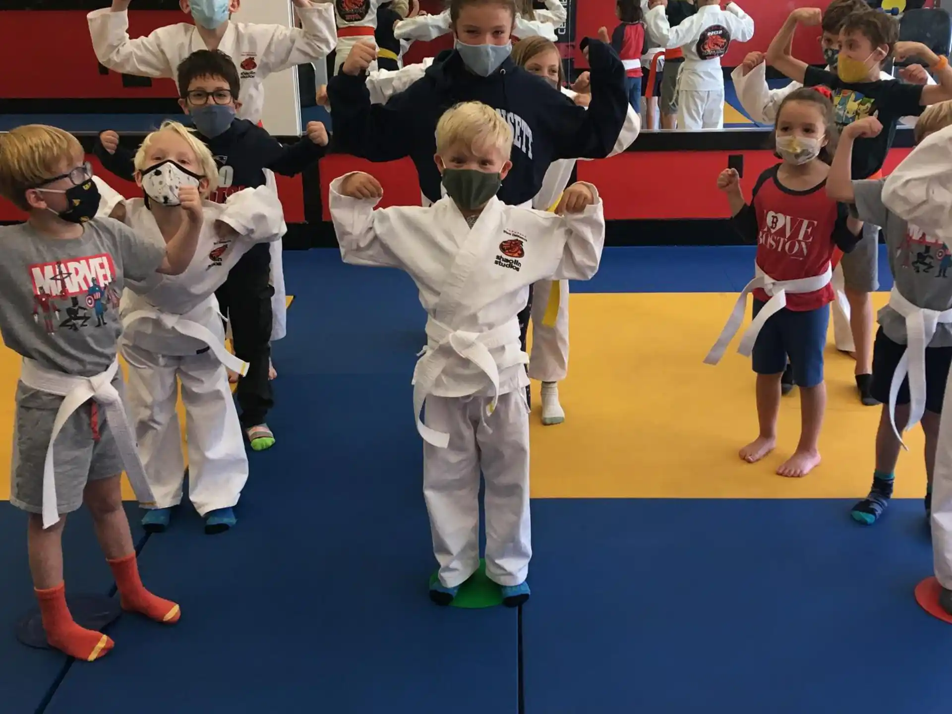 a group of children in a gym